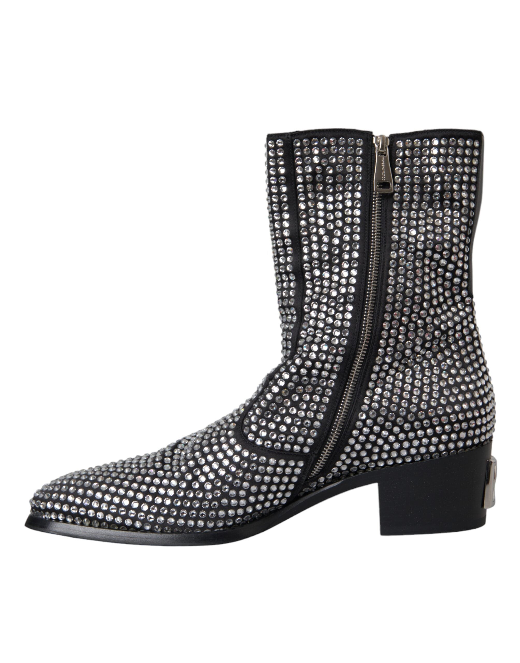 Παπούτσια Dolce & Gabbana Black Rhinestone Crystal Chelsea Boots