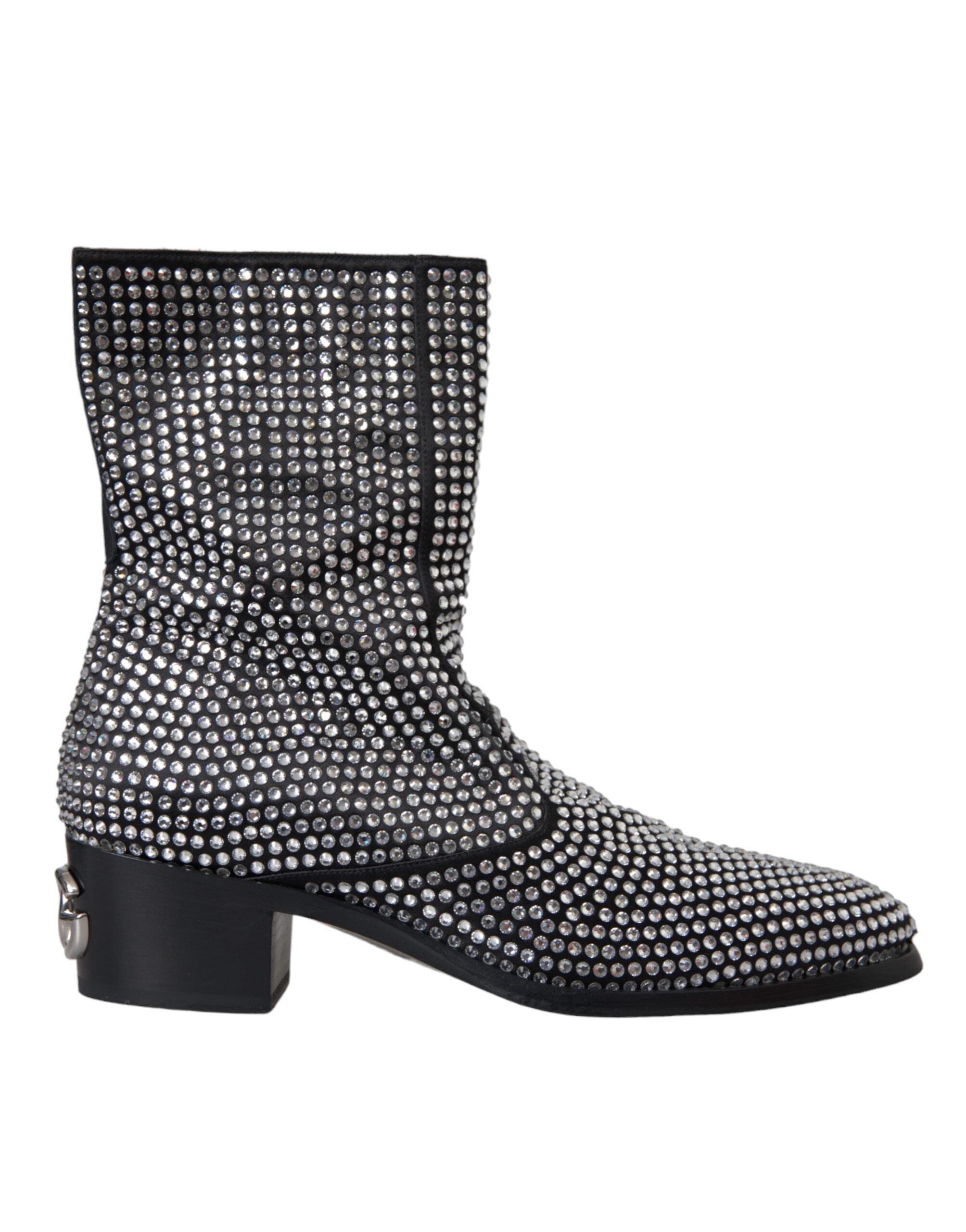 Παπούτσια Dolce & Gabbana Black Rhinestone Crystal Chelsea Boots