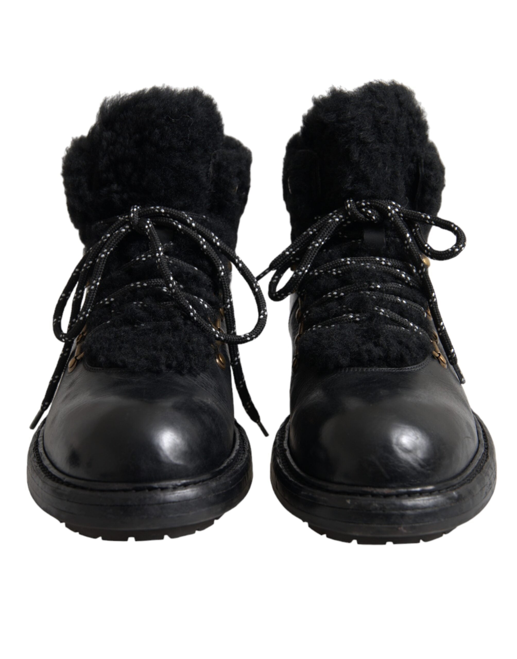 Παπούτσια Dolce & Gabbana Μαύρα Δερμάτινα Bernini Shearling Boots