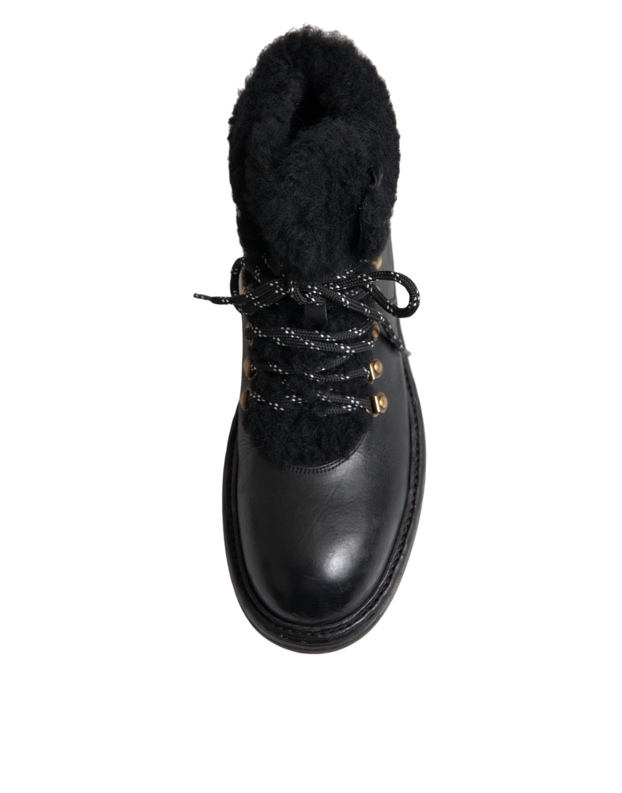 Παπούτσια Dolce & Gabbana Μαύρα Δερμάτινα Bernini Shearling Boots