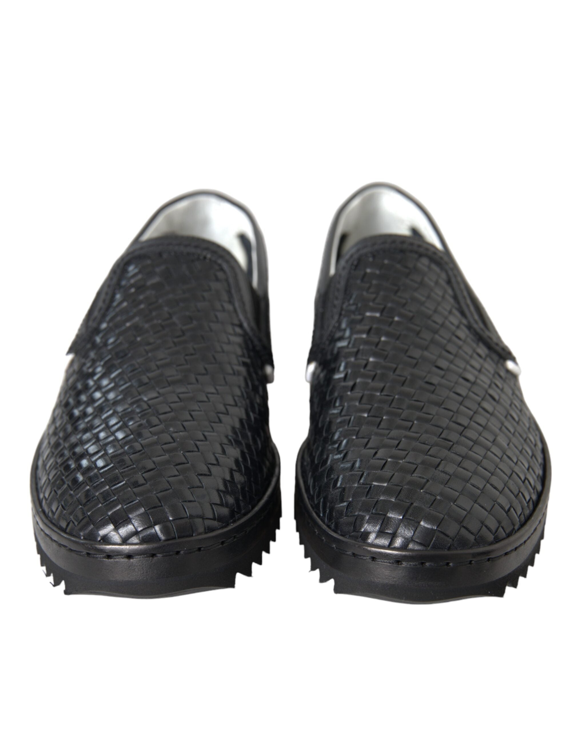 Ανδρικά Loafers παπούτσια Dolce & Gabbana Black Woven Buffalo Leather