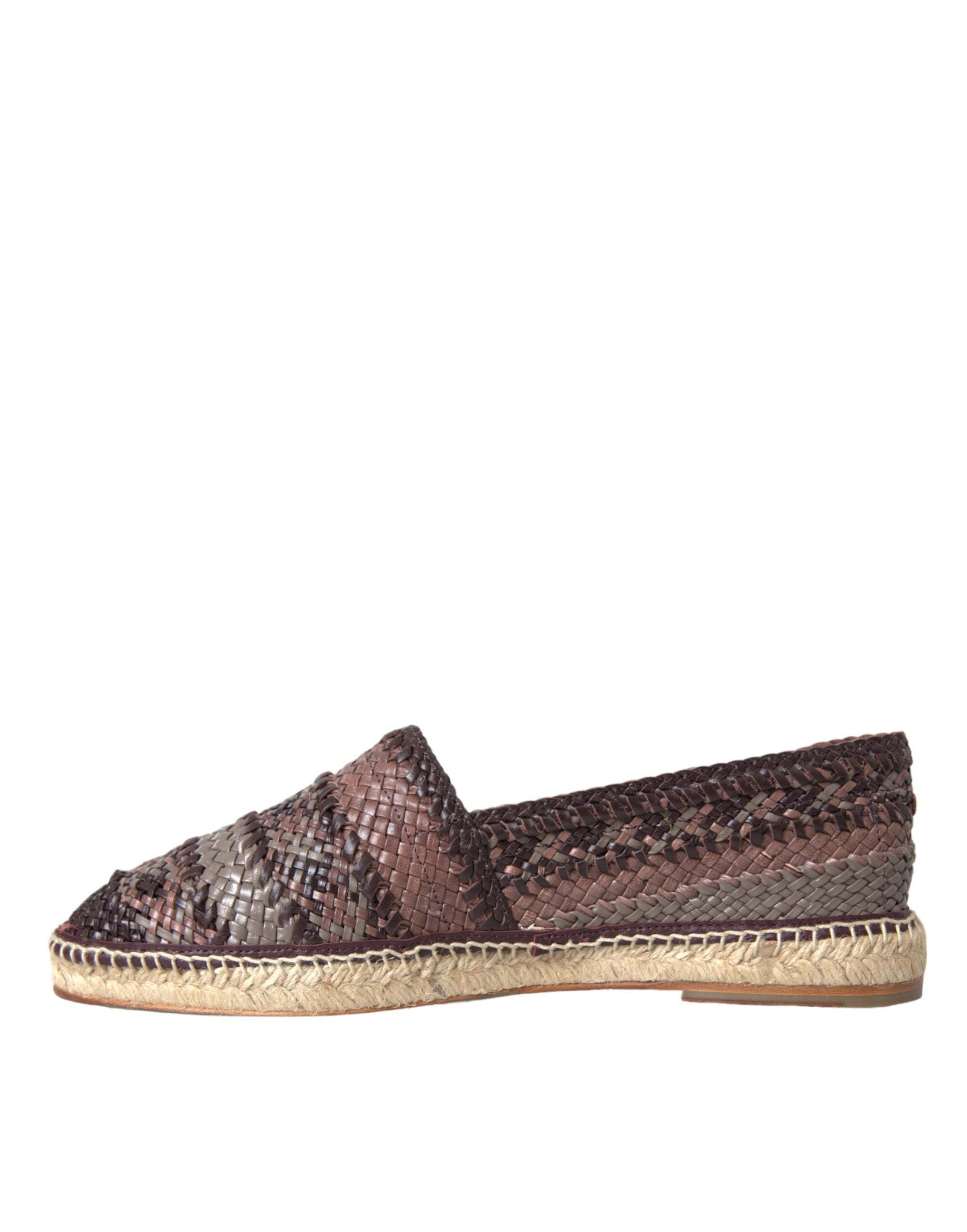 Παπούτσια Dolce & Gabbana Brown Buffalo Leather Espadrille Flats