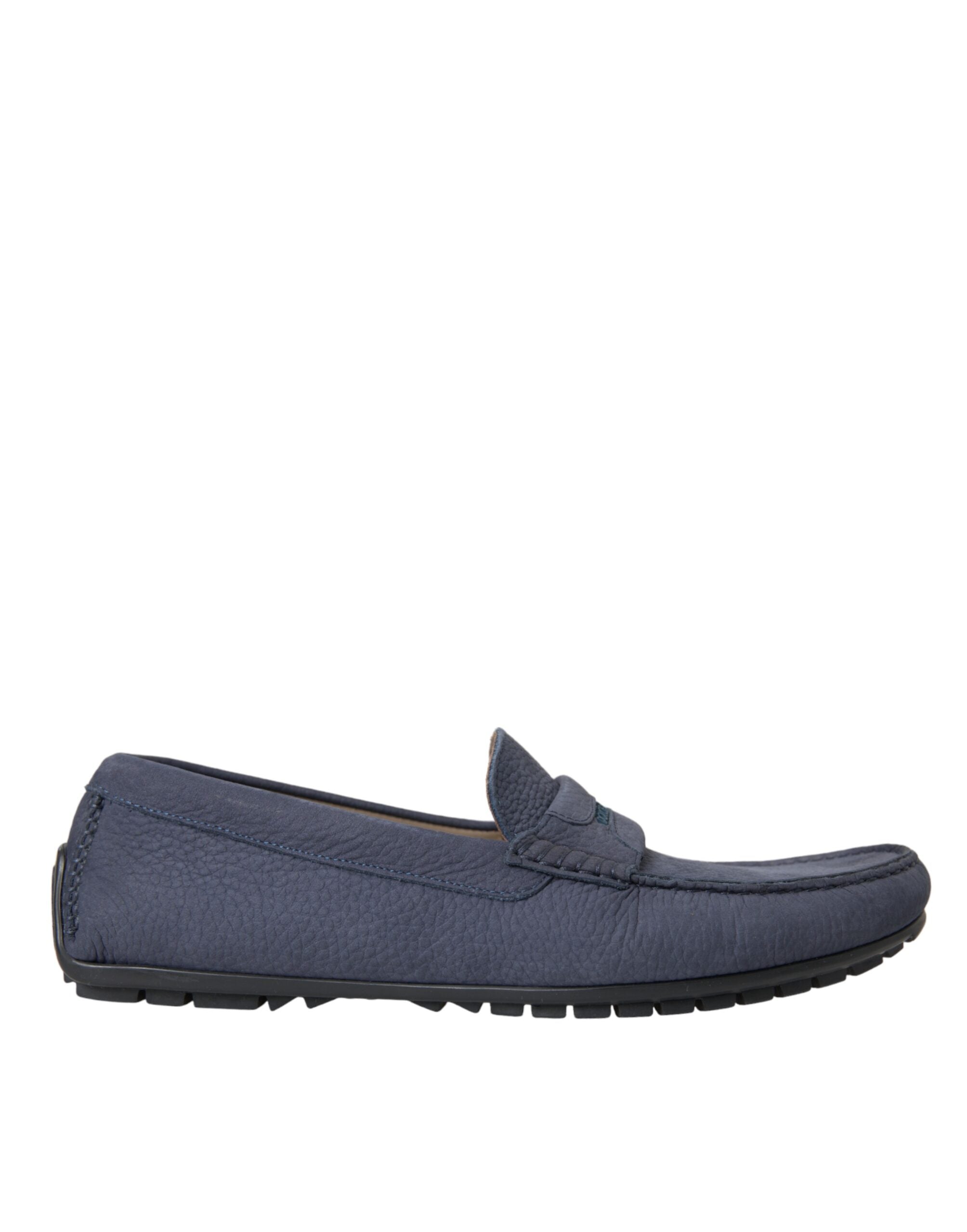 Dolce & Gabbana Blue Calf Leather Slip On Moccasin Shoes