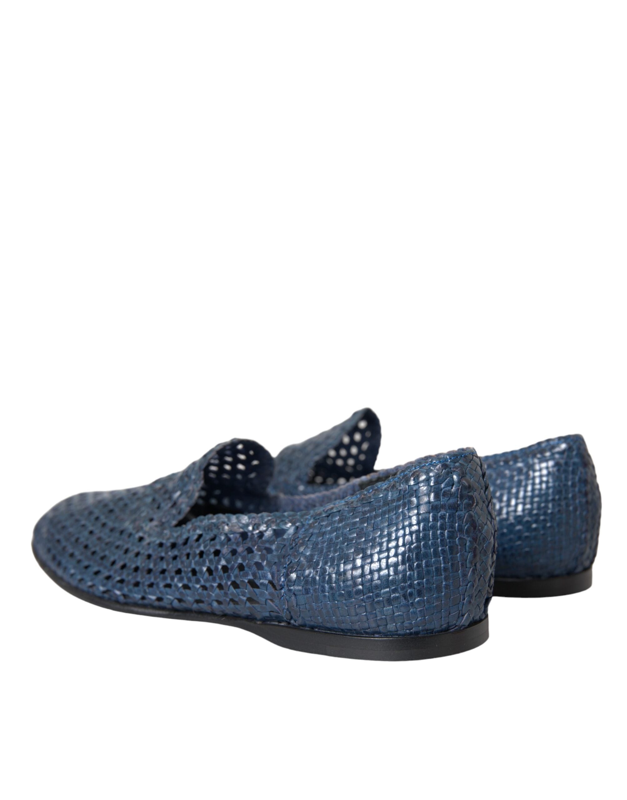 Ανδρικά παπούτσια Dolce & Gabbana Blue Woven Leather Slip On Loafers