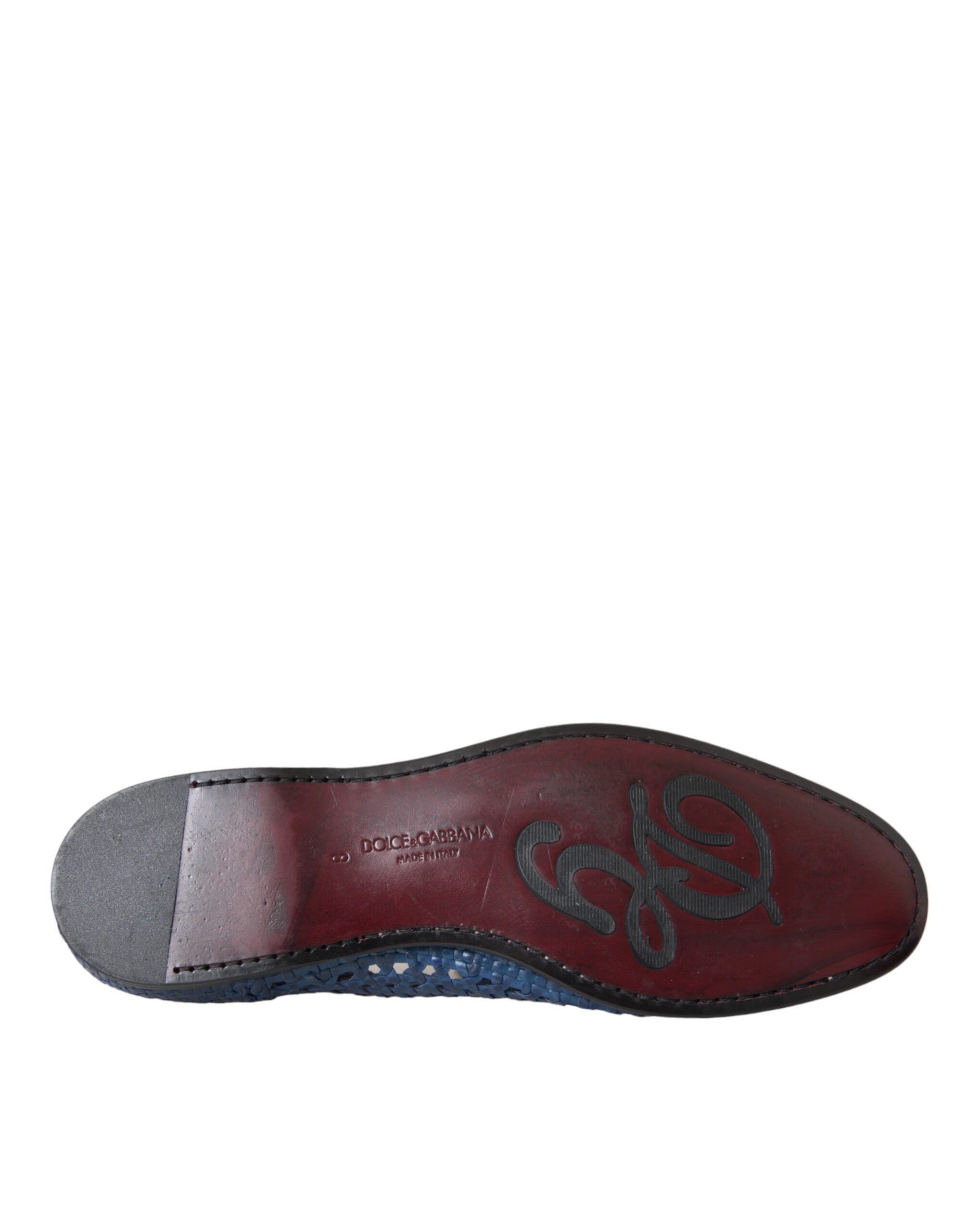 Ανδρικά παπούτσια Dolce & Gabbana Blue Woven Leather Slip On Loafers