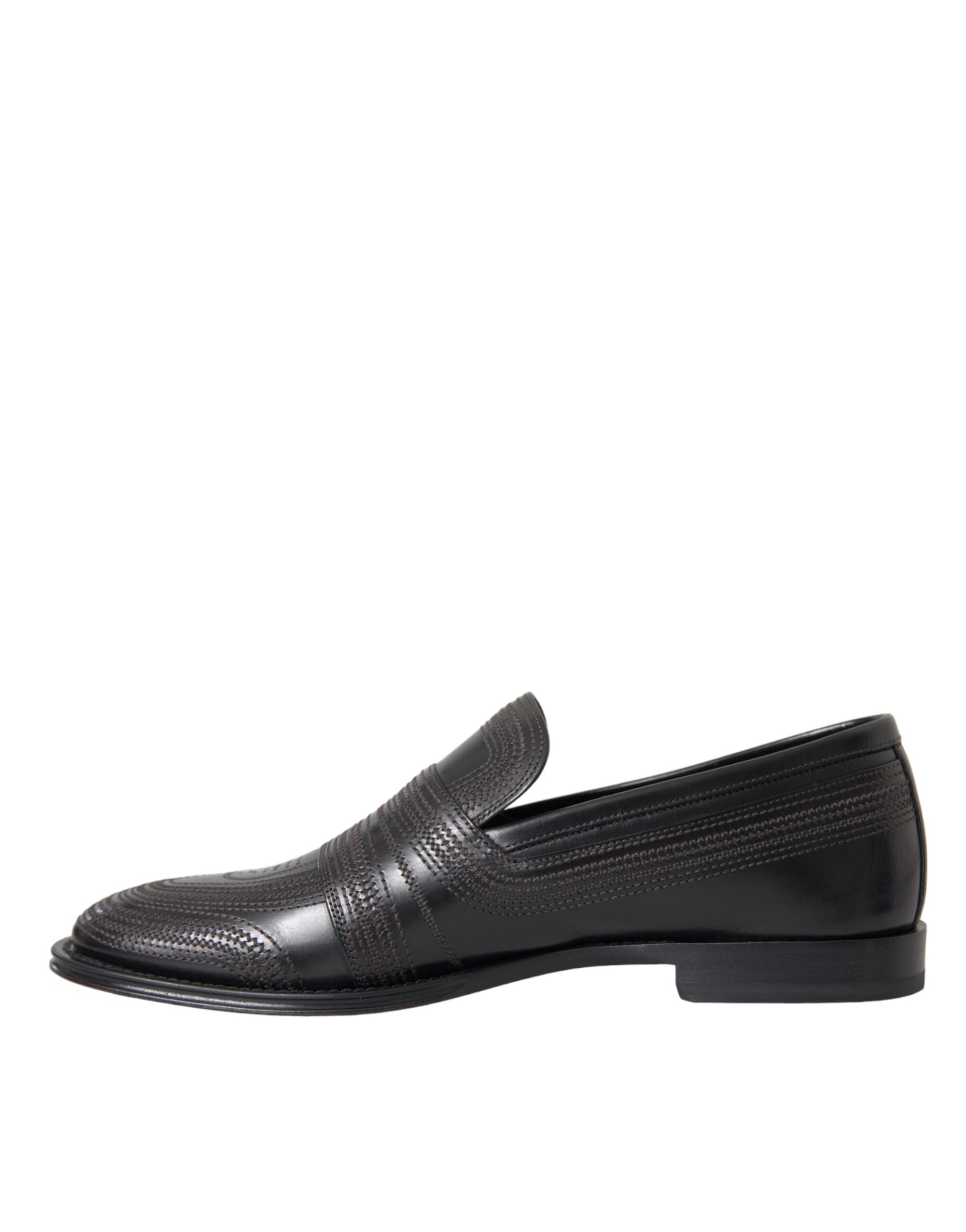 Dolce & Gabbana Μαύρα Καφέ Δερμάτινα Loafer Ανδρικά Ενδυματολογικά Παπούτσια