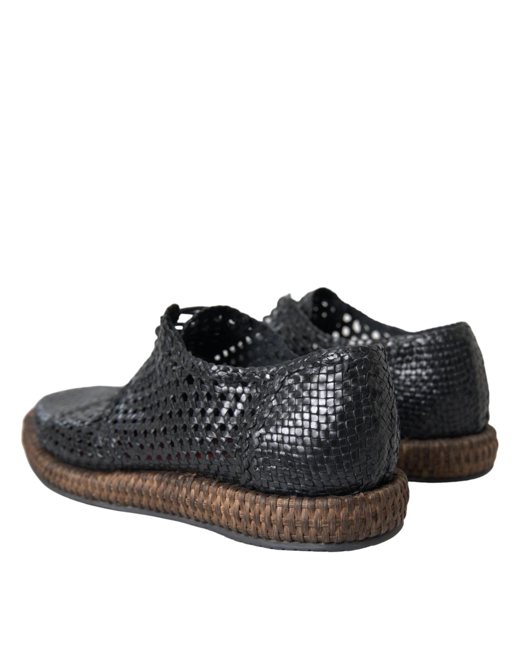 Παπούτσια Derby με κορδόνια Dolce & Gabbana Black Woven από κατσικίσιο δέρμα