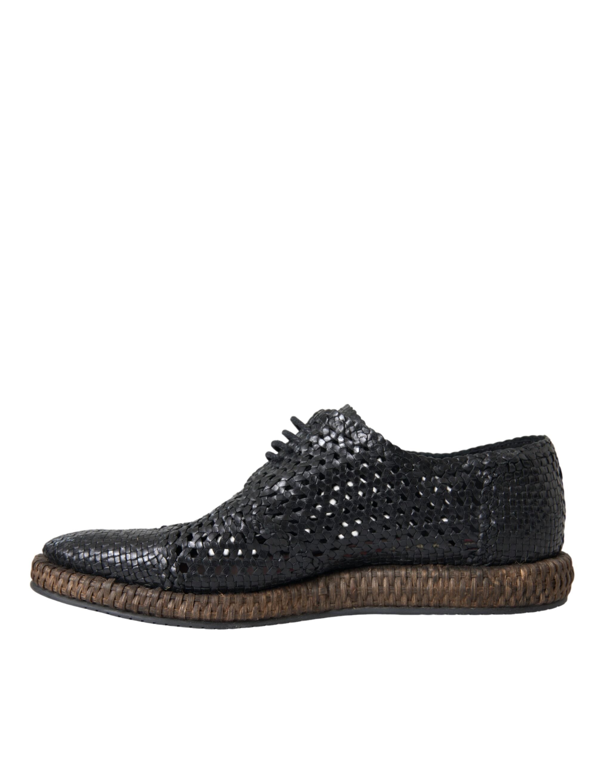 Παπούτσια Derby με κορδόνια Dolce & Gabbana Black Woven από κατσικίσιο δέρμα