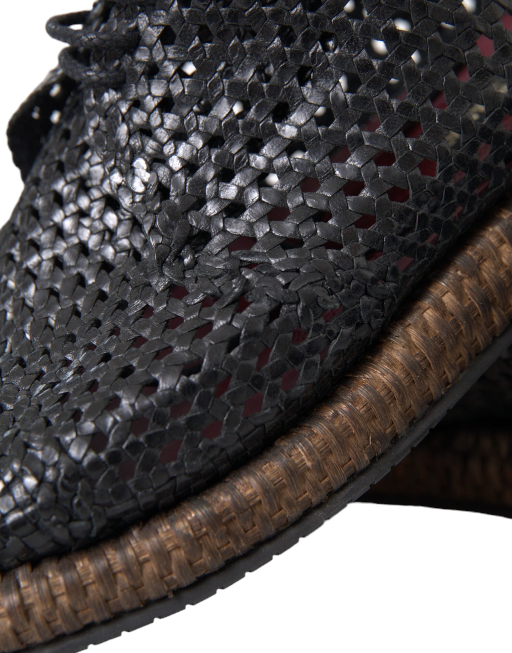 Παπούτσια Derby με κορδόνια Dolce & Gabbana Black Woven από κατσικίσιο δέρμα