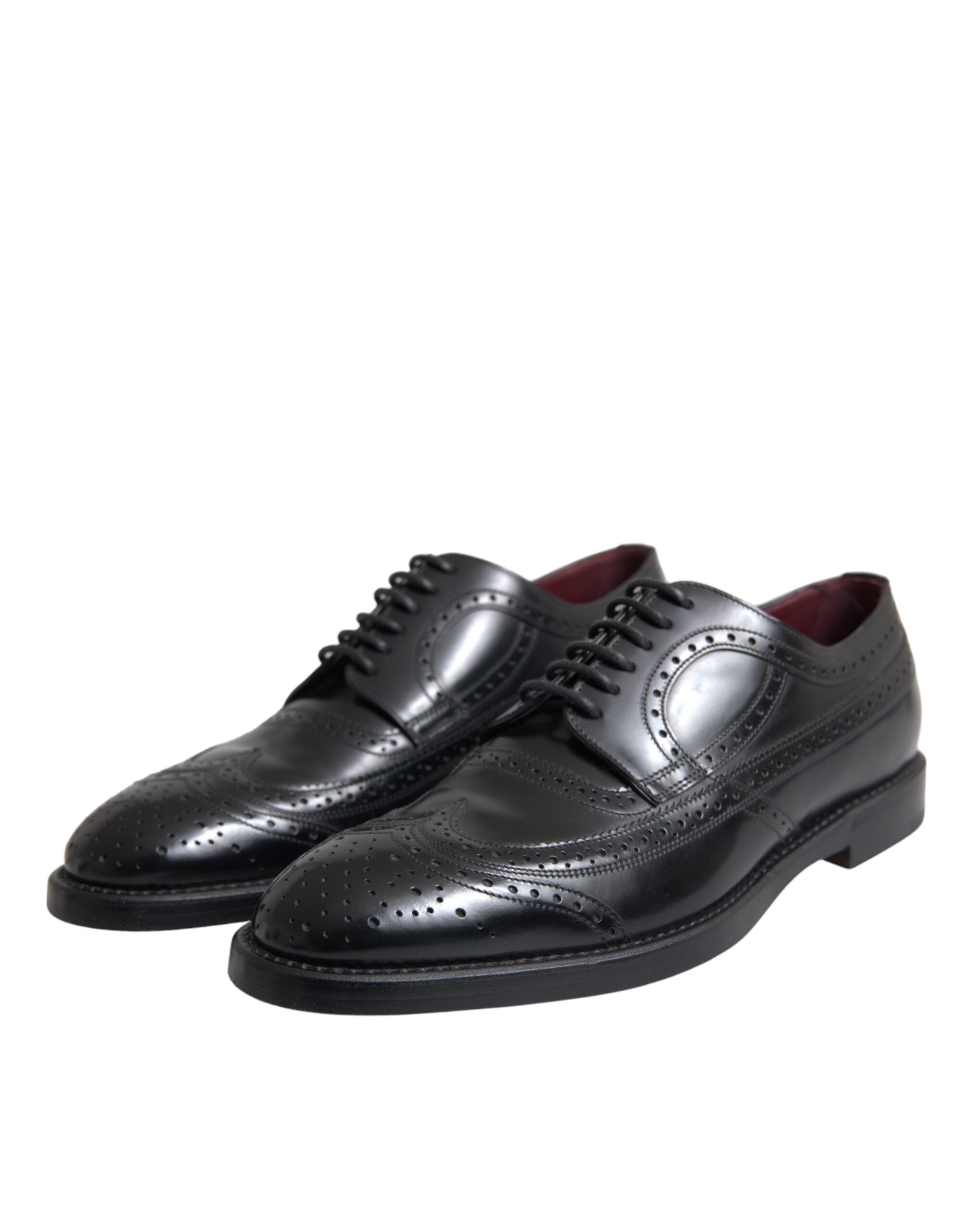 Dolce & Gabbana Μαύρα δερμάτινα Oxford Wingtip Formal ανδρικά παπούτσια