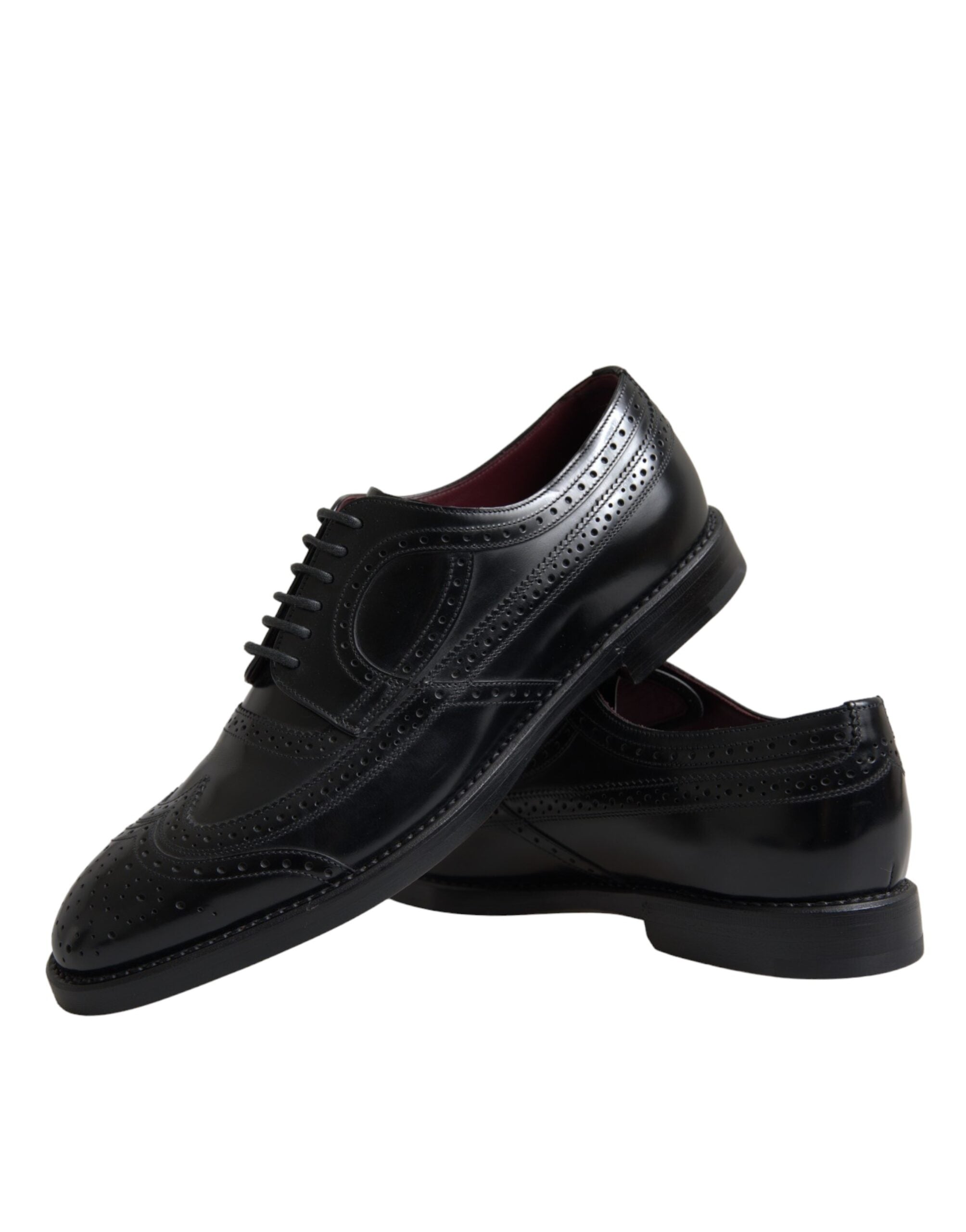 Dolce & Gabbana Μαύρα δερμάτινα Oxford Wingtip Formal ανδρικά παπούτσια