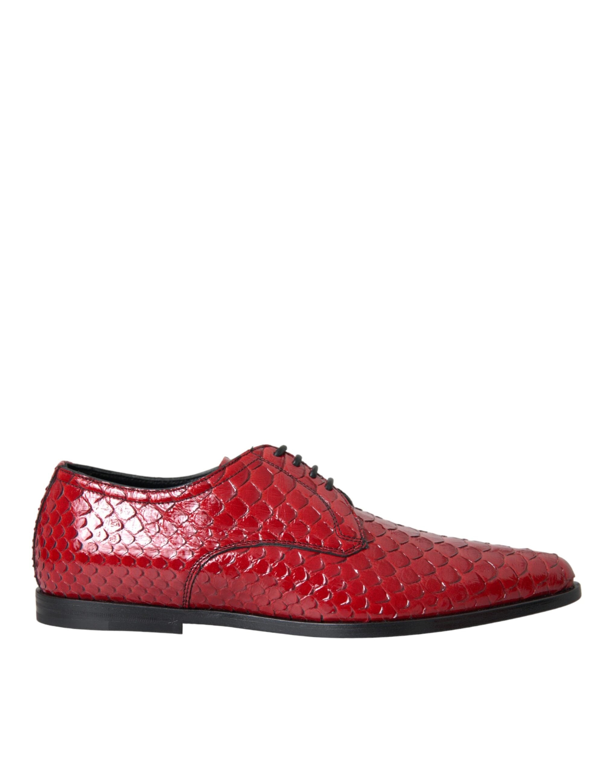 Ανδρικά επίσημα παπούτσια Dolce & Gabbana Red Vernished Derby με υφή