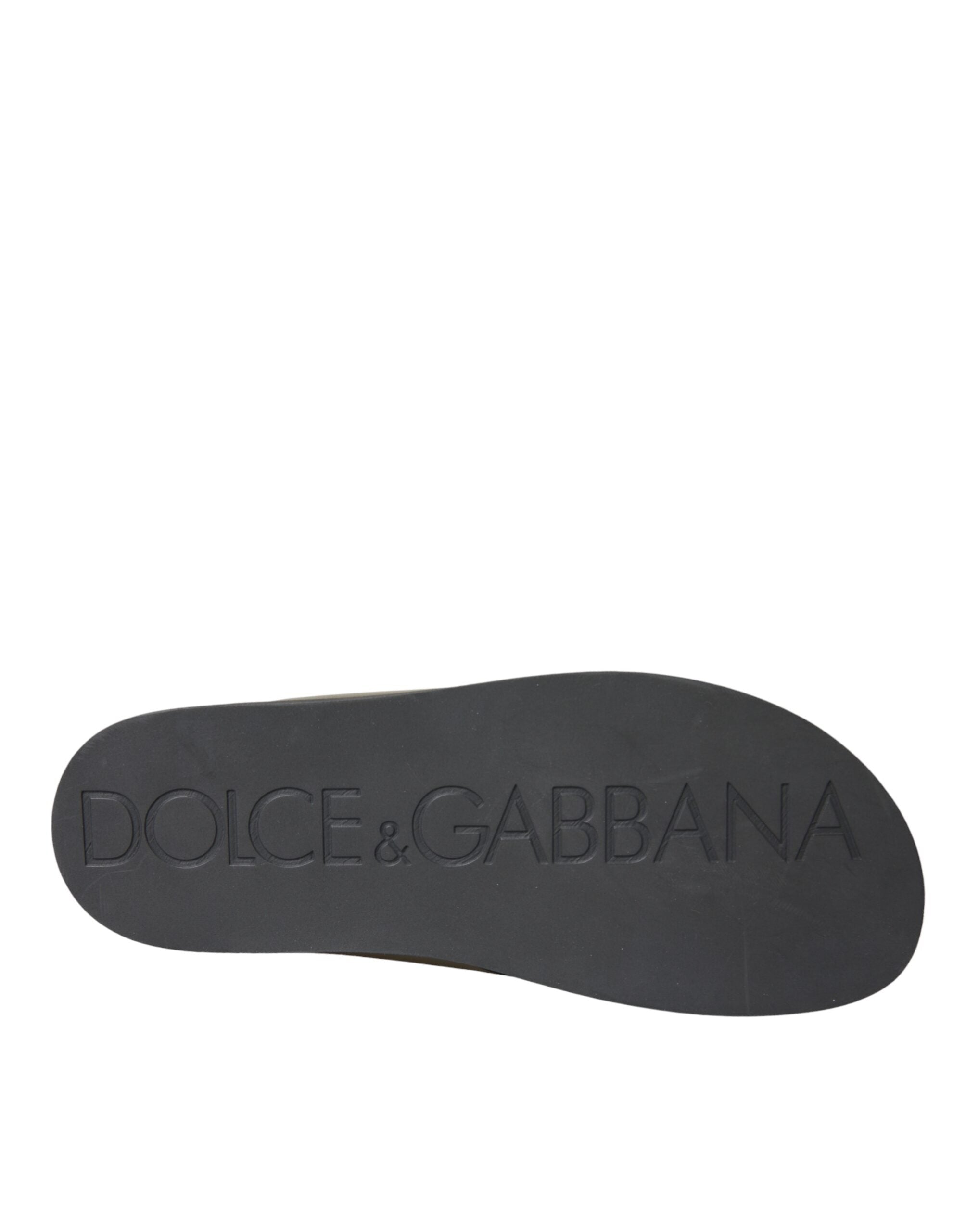 Παπούτσια Dolce & Gabbana Πράσινα Δερμάτινα Σανδάλια Criss-Cross Slide