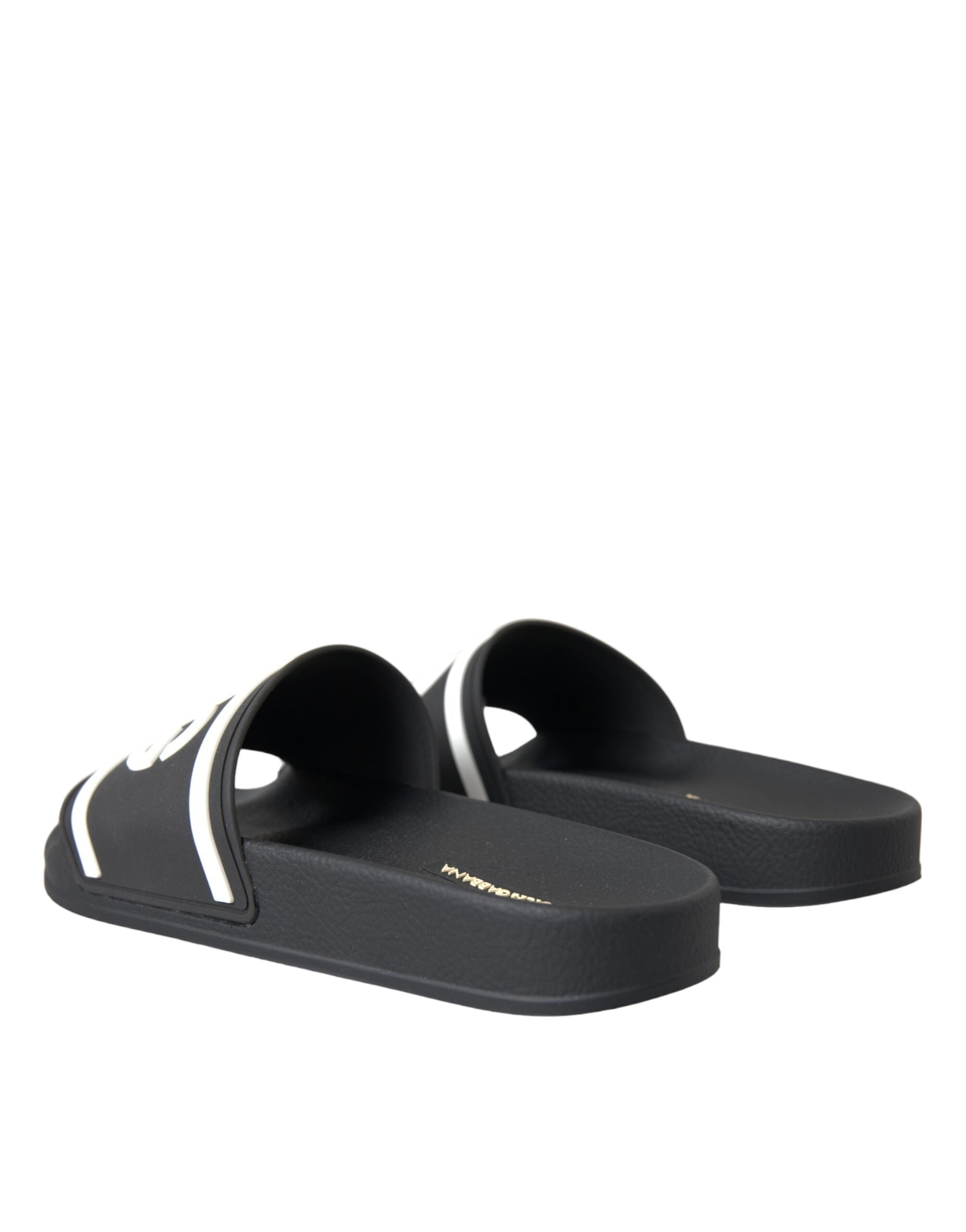 Dolce &amp; Gabbana Black White Sandals Rubber Beachwear Shoes