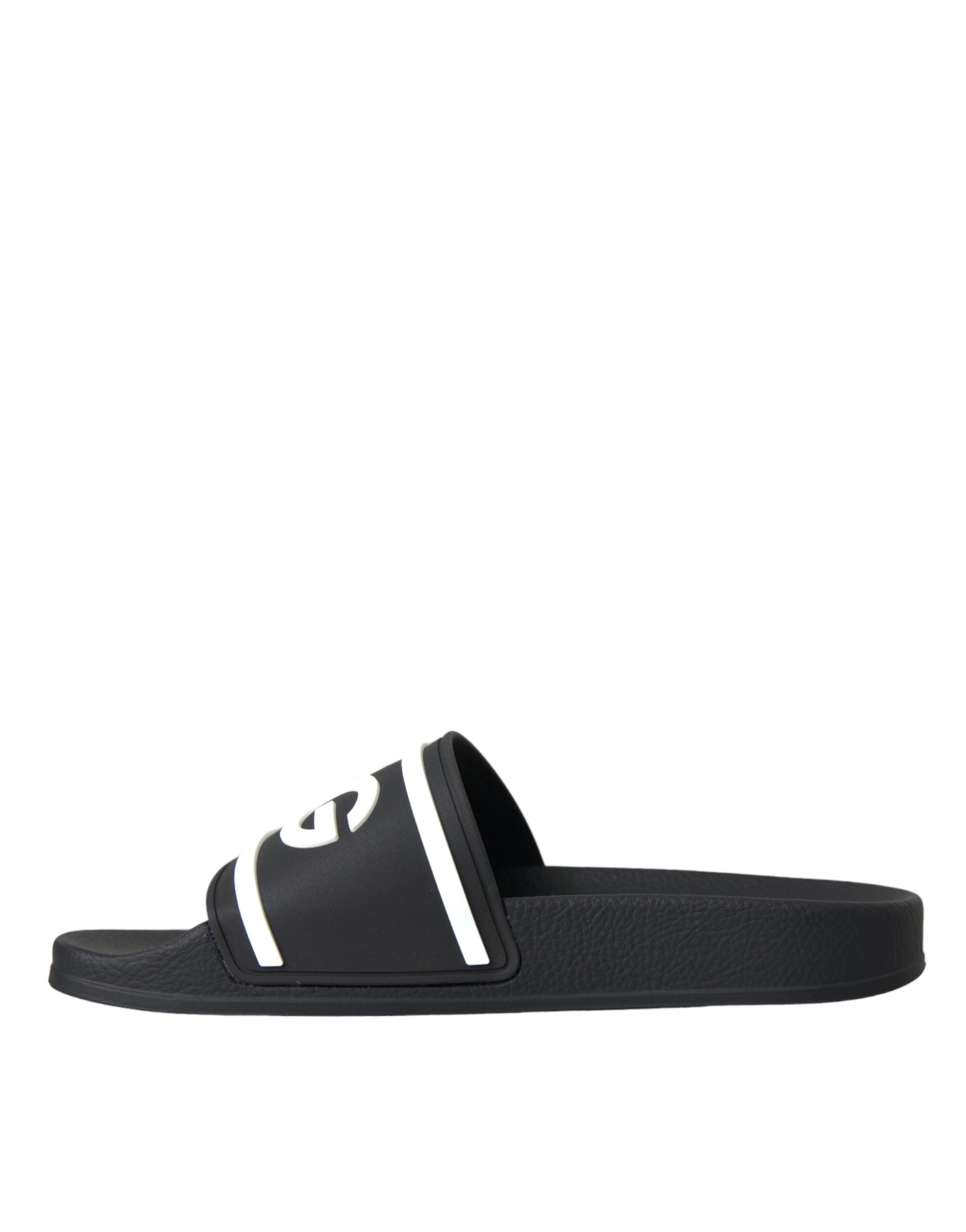 Dolce &amp; Gabbana Black White Sandals Rubber Beachwear Shoes