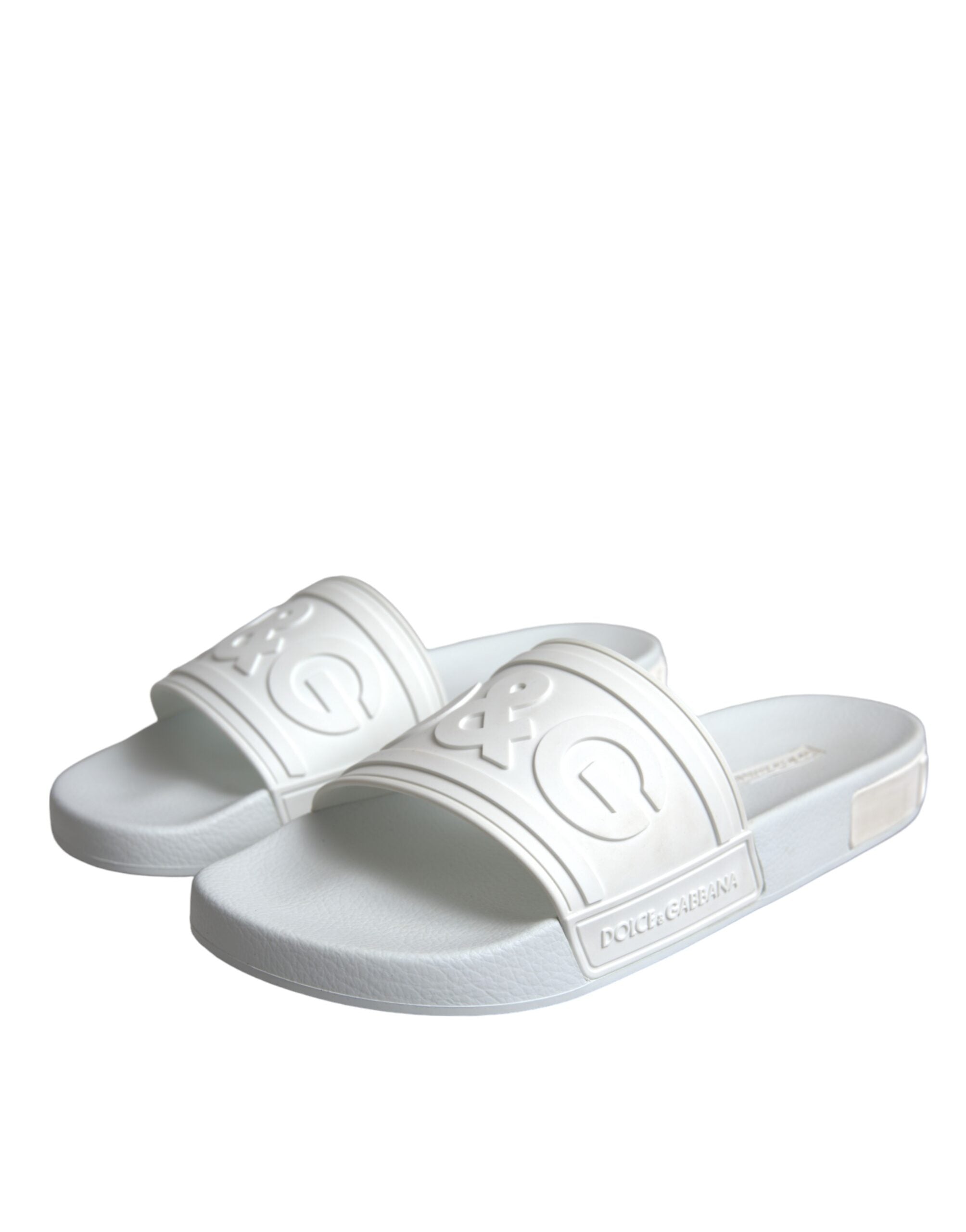 Dolce & Gabbana White Rubber Slides Sandals Beachwear Shoes