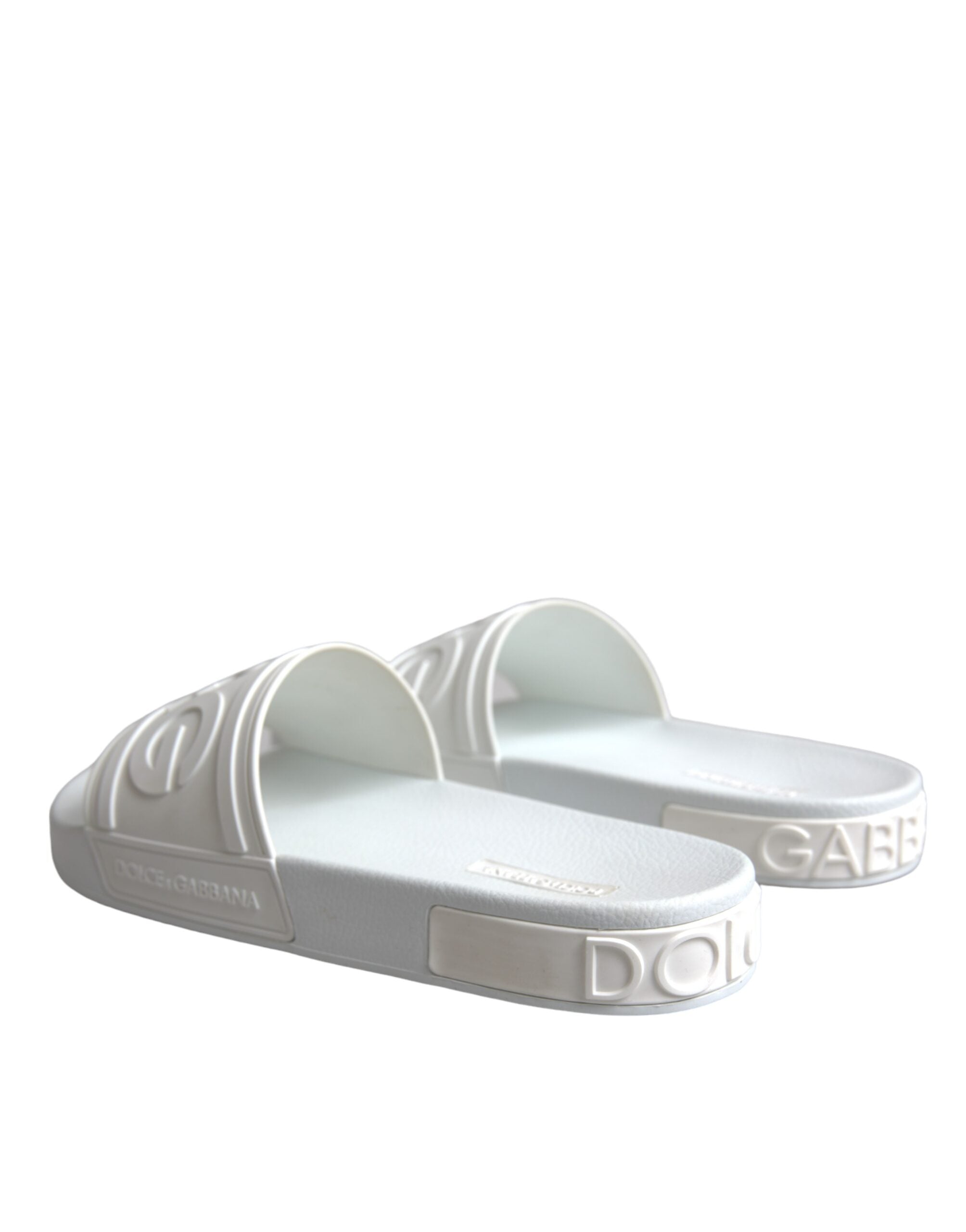 Dolce & Gabbana White Rubber Slides Sandals Beachwear Παπούτσια