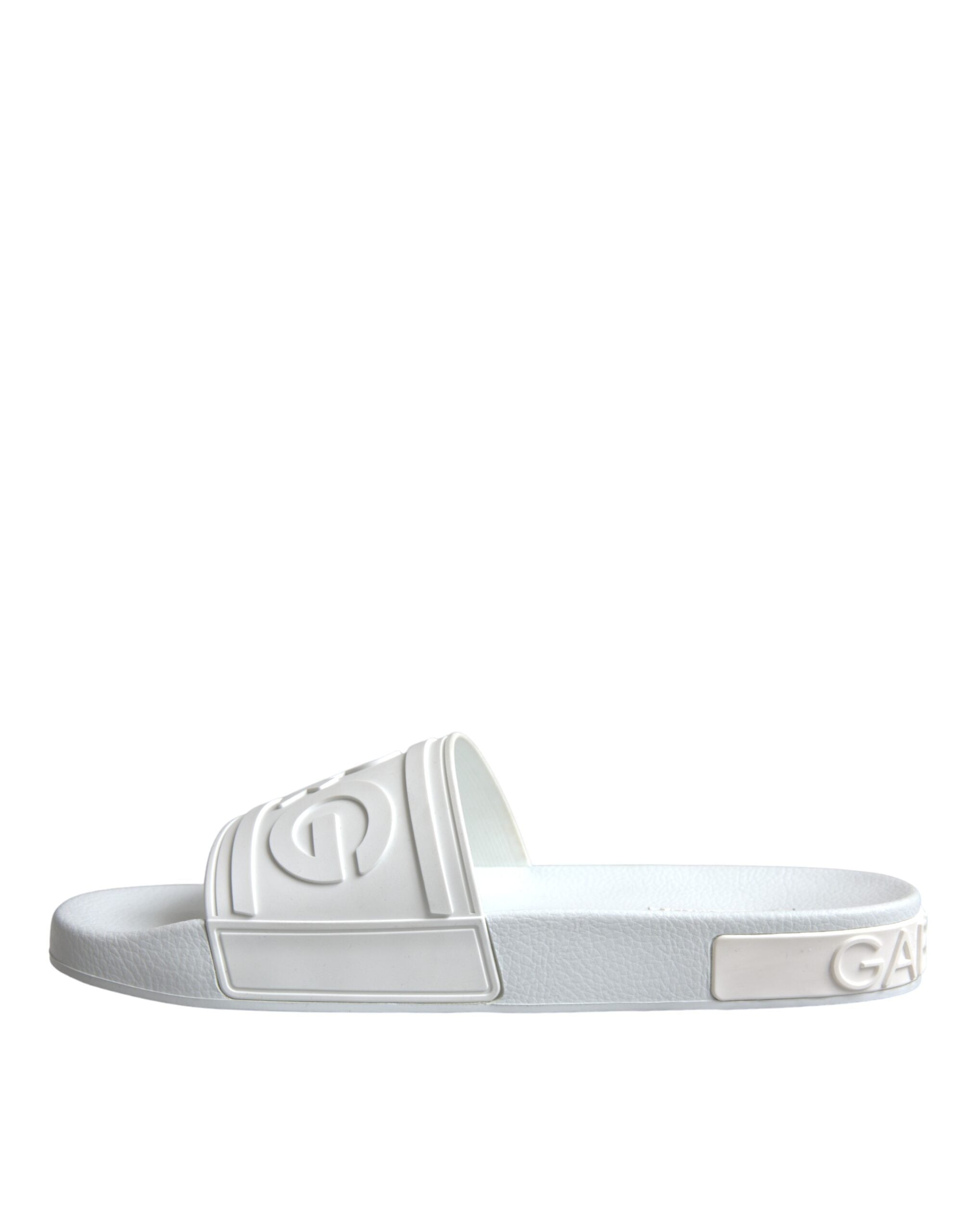 Dolce & Gabbana White Rubber Slides Sandals Beachwear Παπούτσια