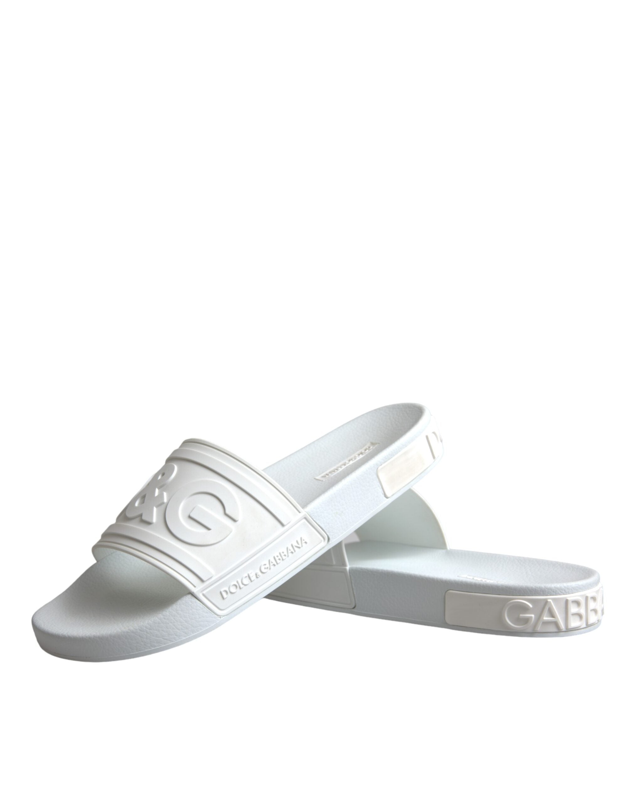 Dolce & Gabbana White Rubber Slides Sandals Beachwear Παπούτσια