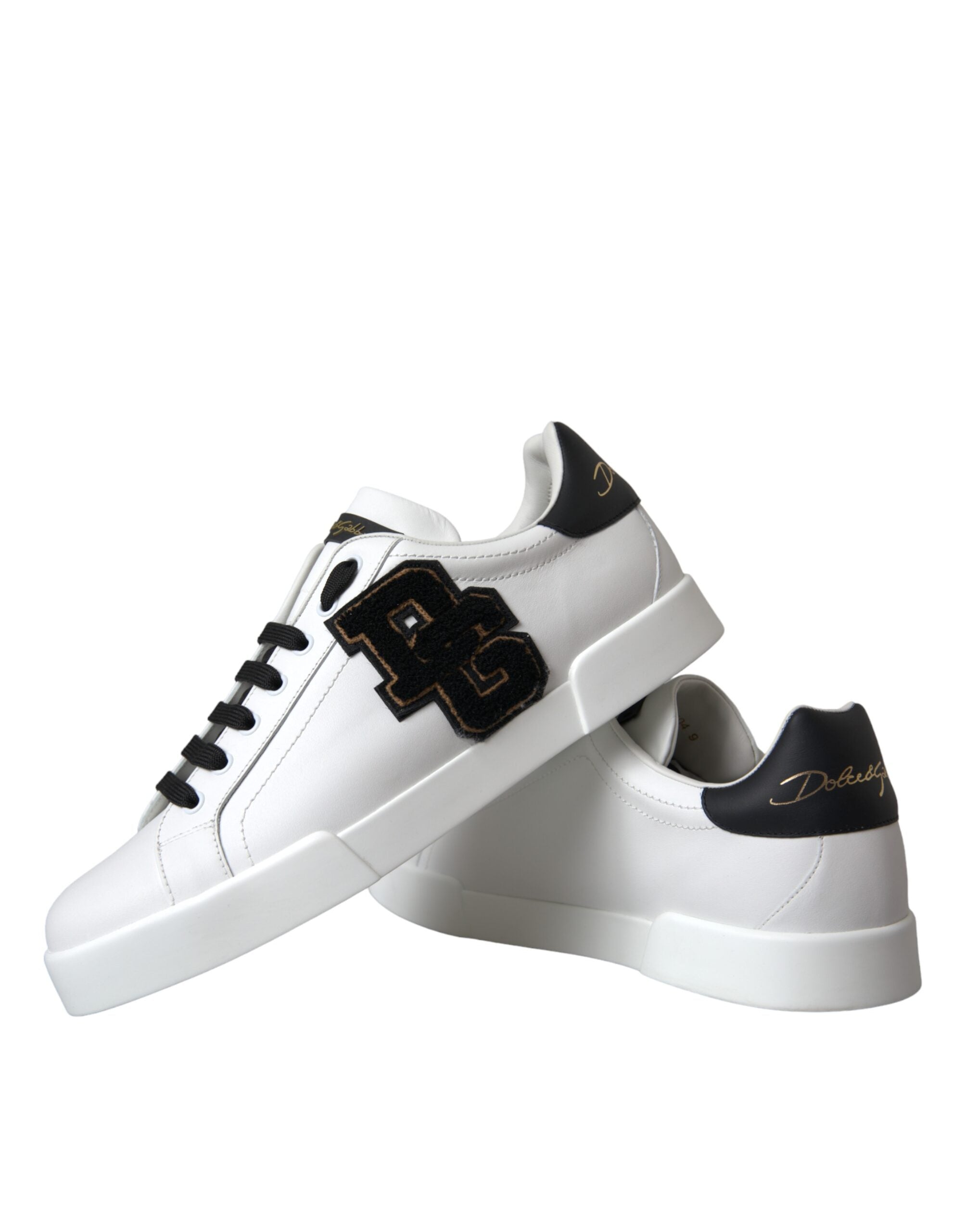 Dolce &amp; Gabbana White Leather DG Logo Casual Low Top Sneakers Παπούτσια