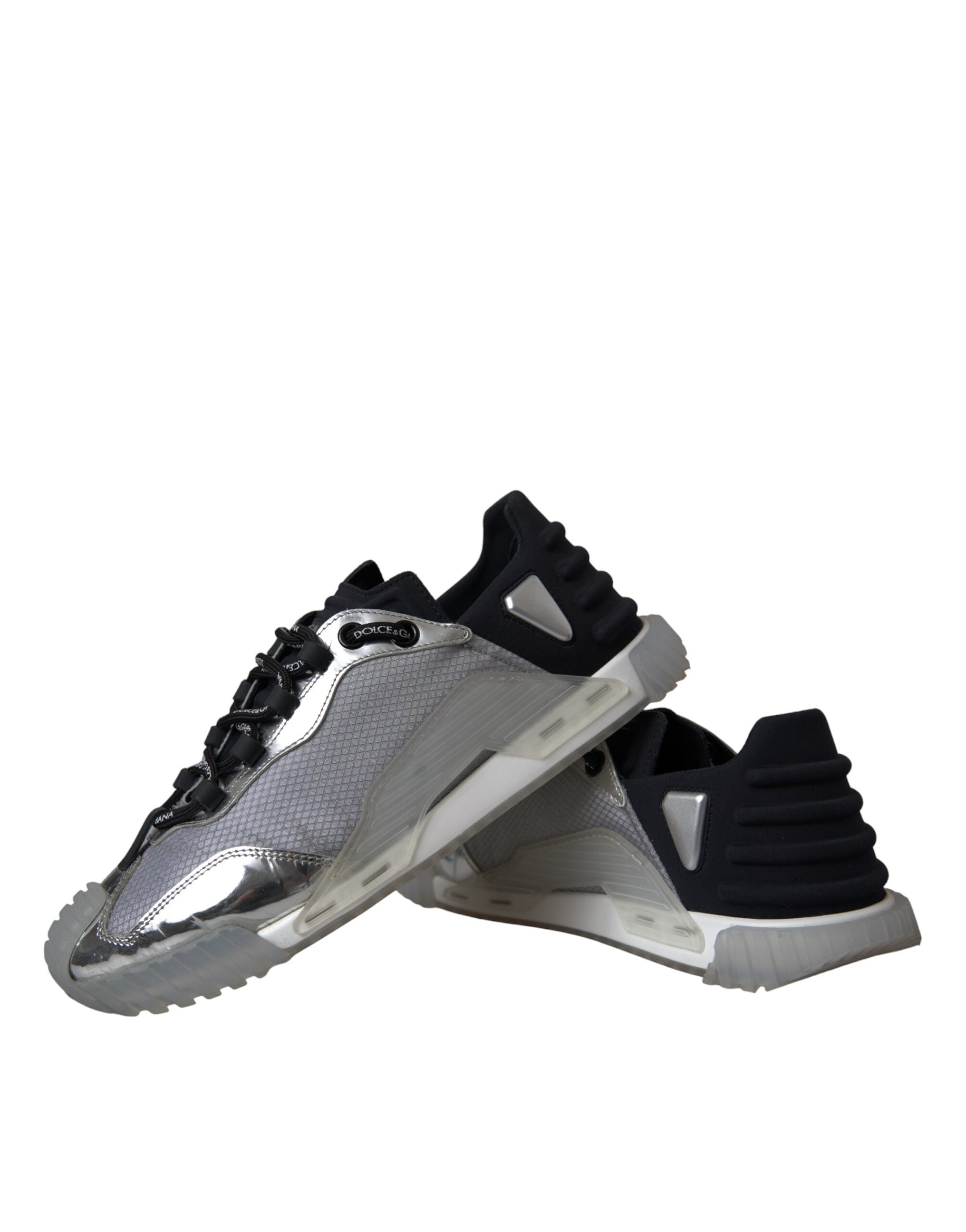 Ανδρικά παπούτσια Dolce & Gabbana Silver Black Nylon NS1 Low Top Sneakers