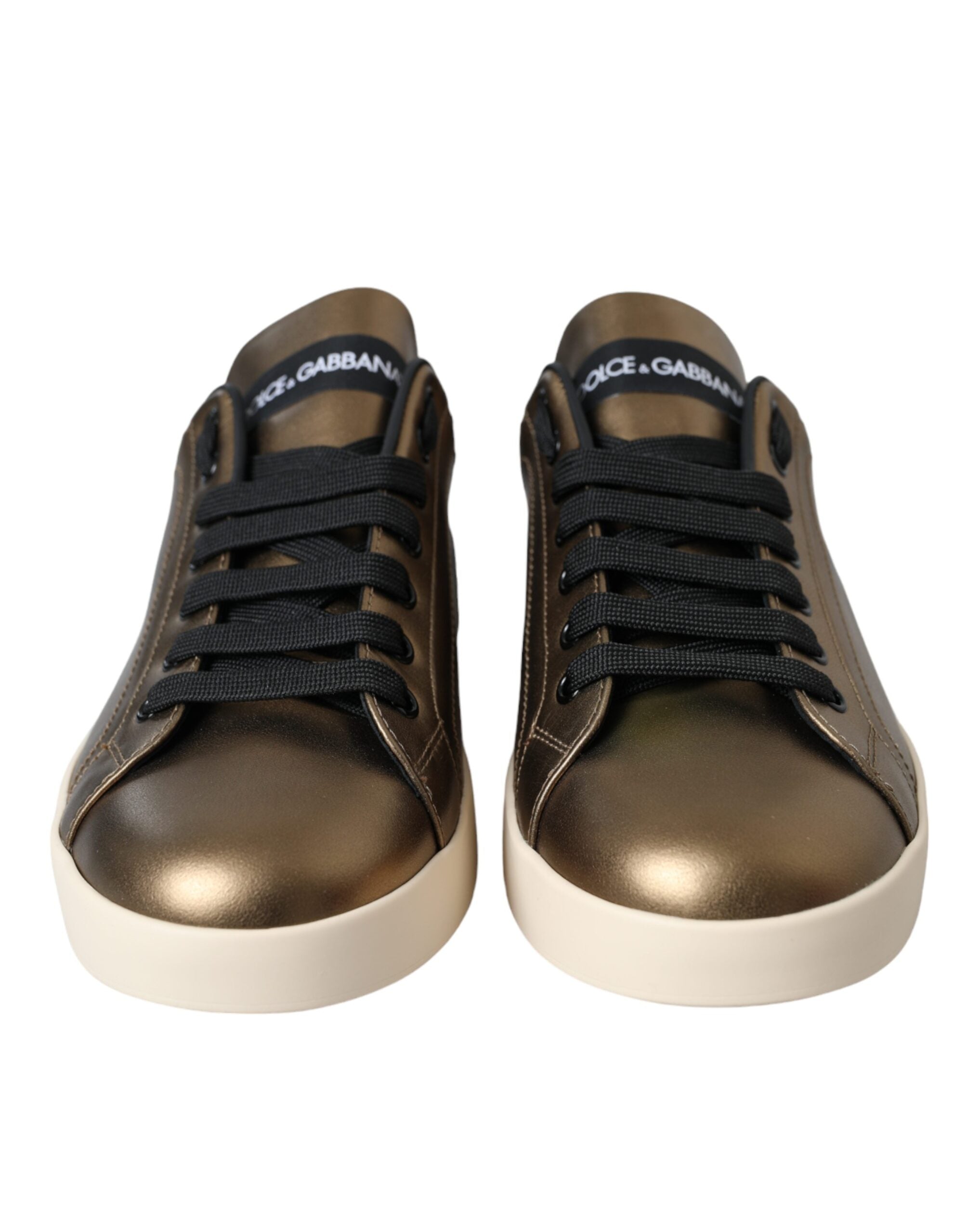 Παπούτσια Dolce & Gabbana Gold Black Portofino Calf Leather Sneakers