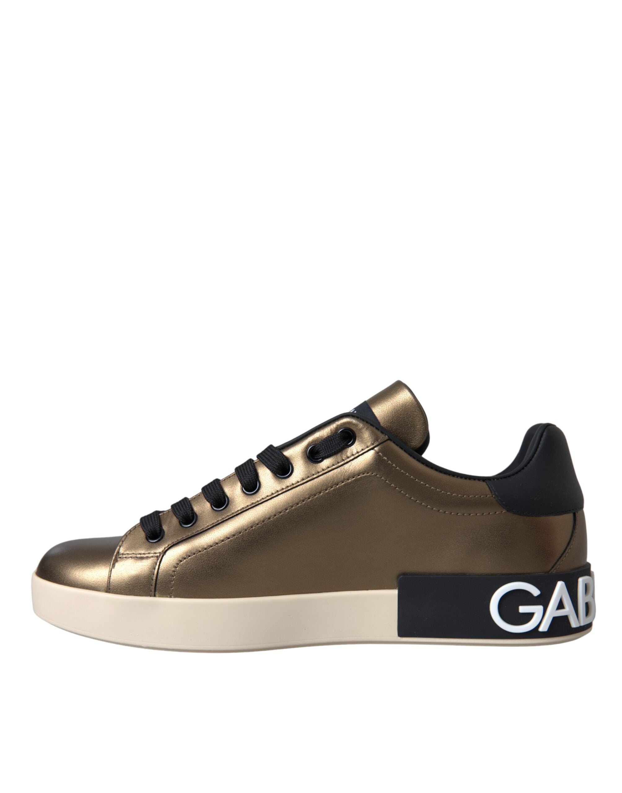 Παπούτσια Dolce & Gabbana Gold Black Portofino Calf Leather Sneakers