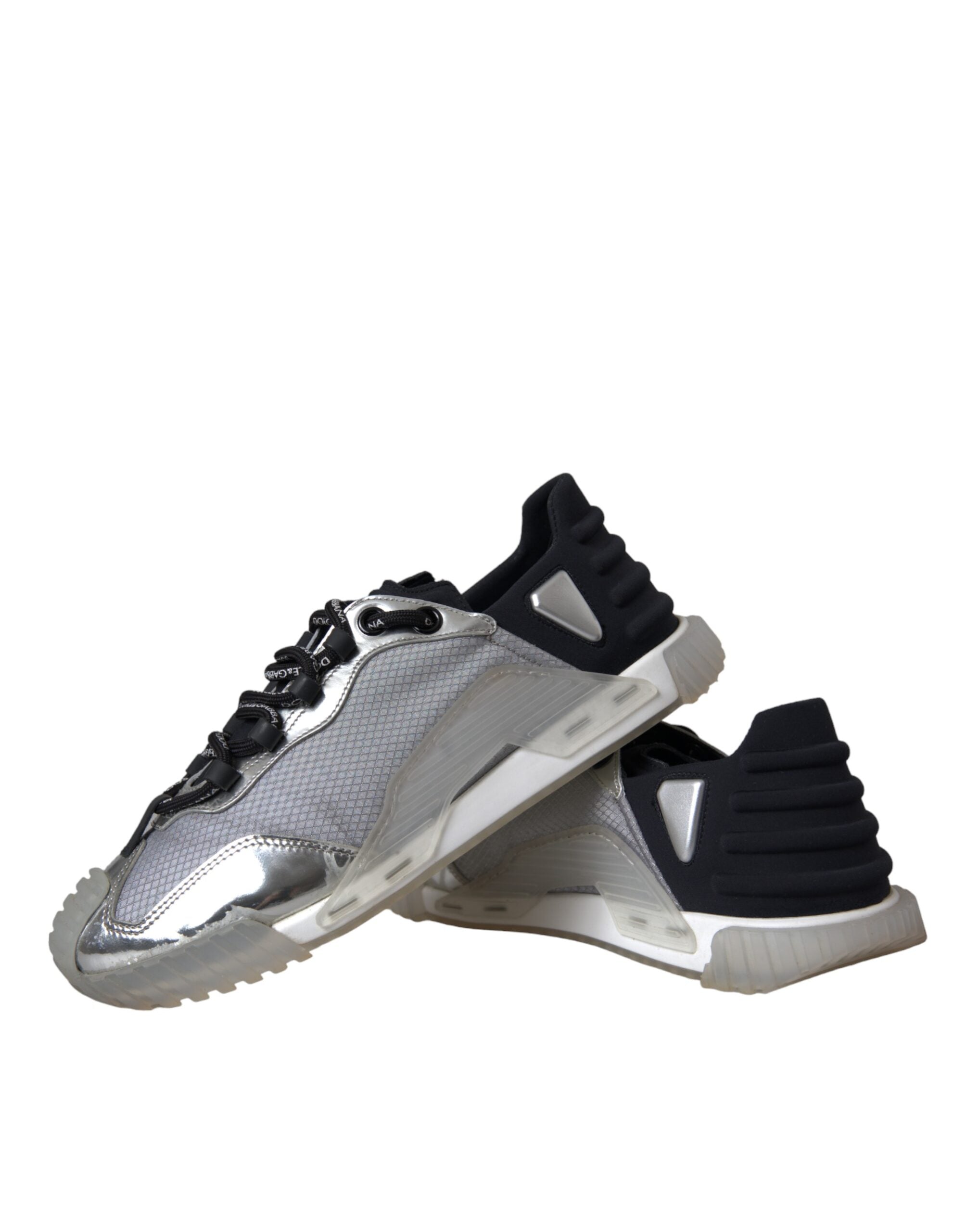 Ανδρικά παπούτσια Dolce & Gabbana Silver Black Nylon NS1 Low Top Sneakers