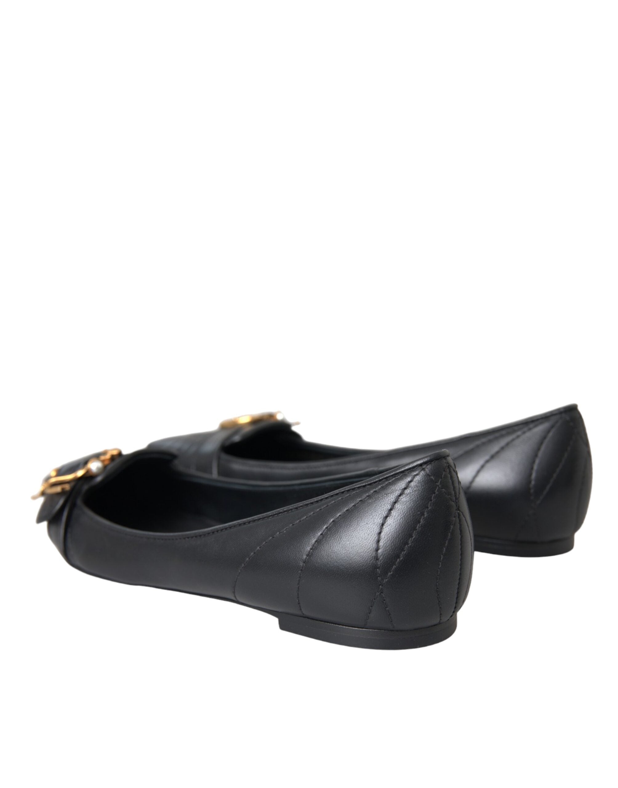 Παπούτσια Dolce & Gabbana Black Devotion Δερμάτινα Pointy Flats