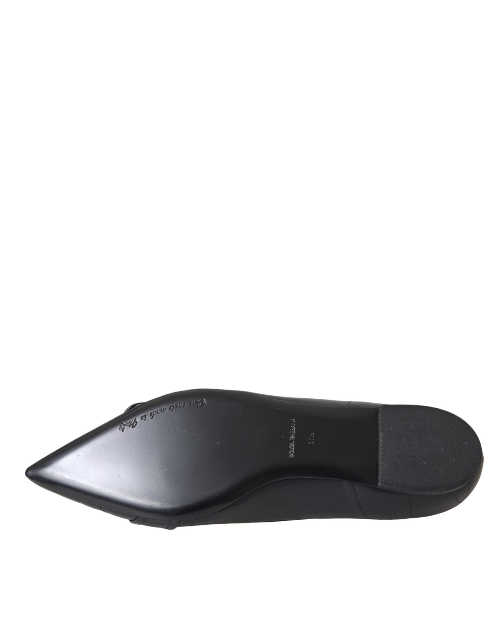 Παπούτσια Dolce & Gabbana Black Devotion Δερμάτινα Pointy Flats