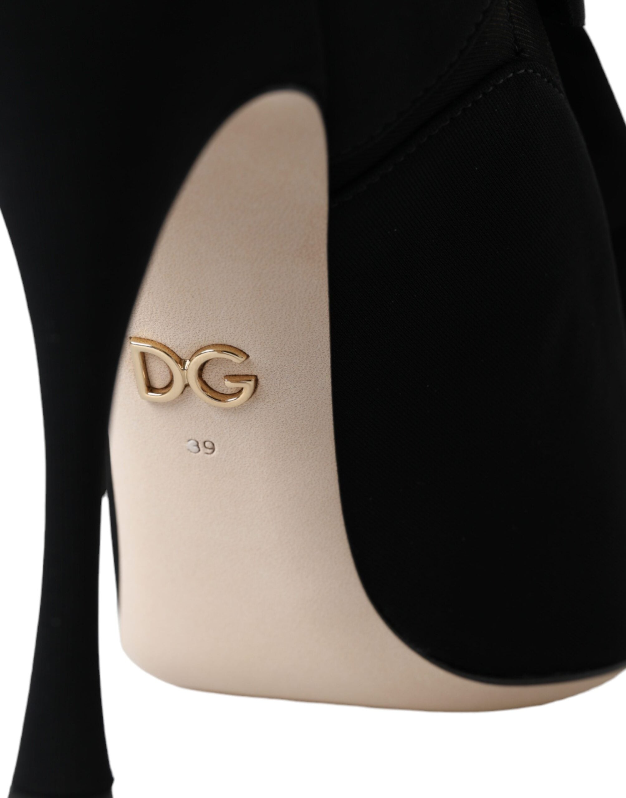 Dolce & Gabbana Black Stiletto Heels Mid Calf Boots