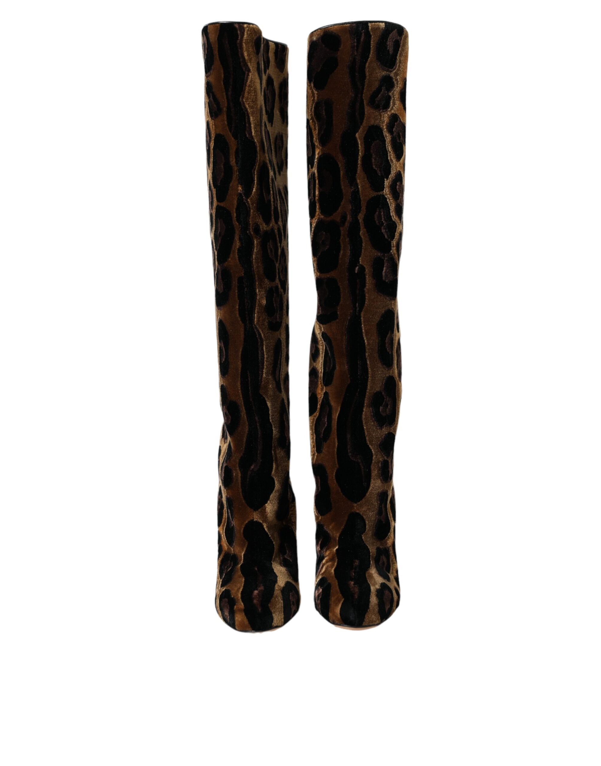 Παπούτσια Dolce & Gabbana Brown Giraffe Velvet Leather Boots