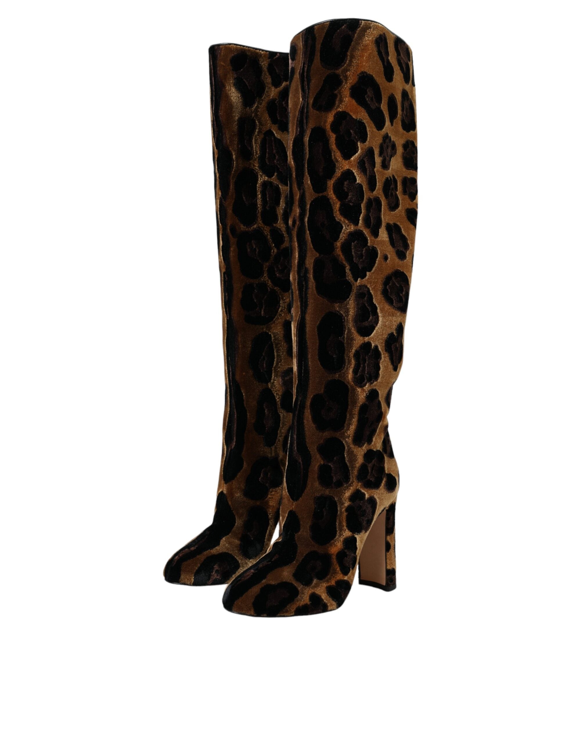 Παπούτσια Dolce & Gabbana Brown Giraffe Velvet Leather Boots