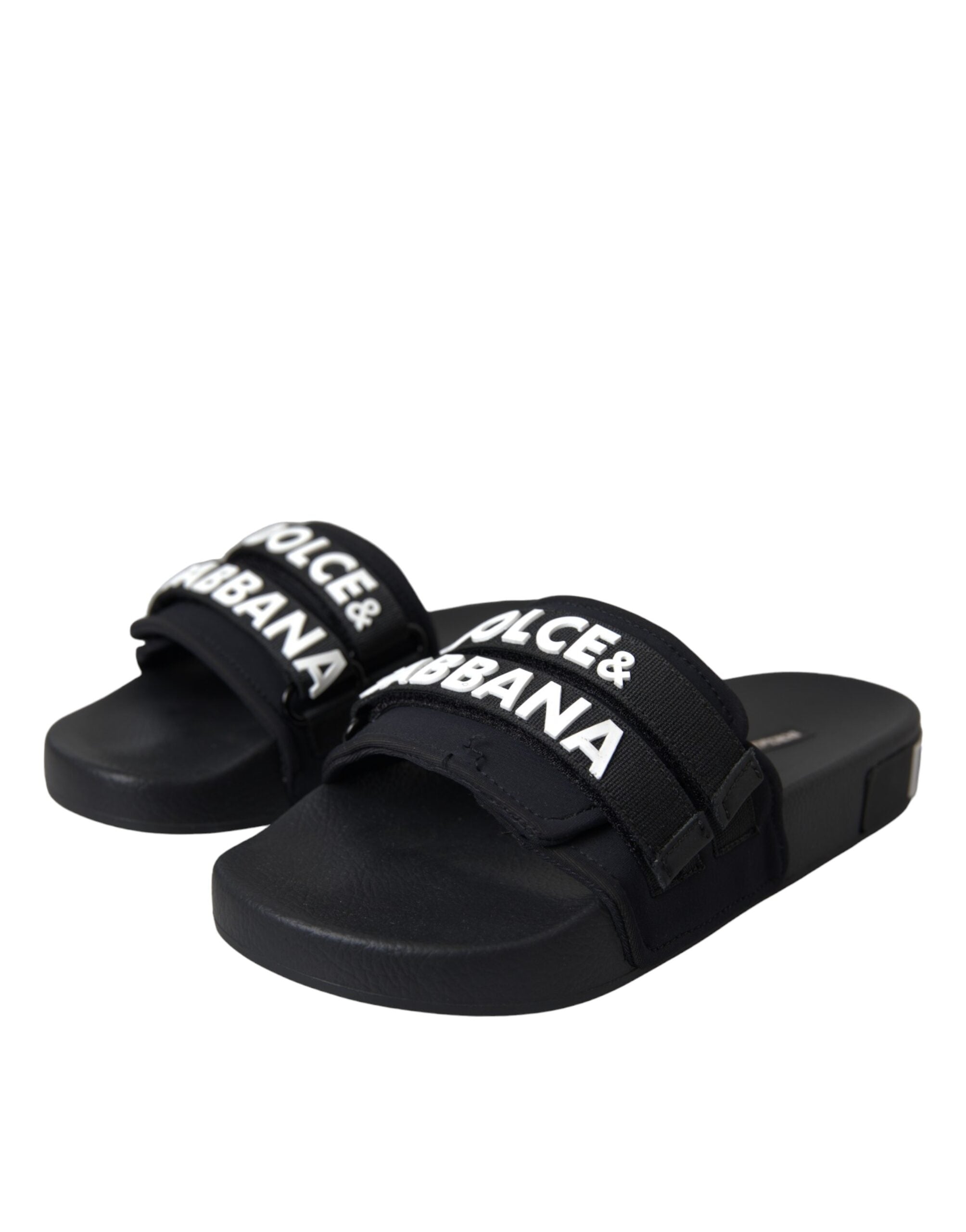 Dolce & Gabbana Μαύρο λογότυπο Beachwear Flats σανδάλια Παπούτσια