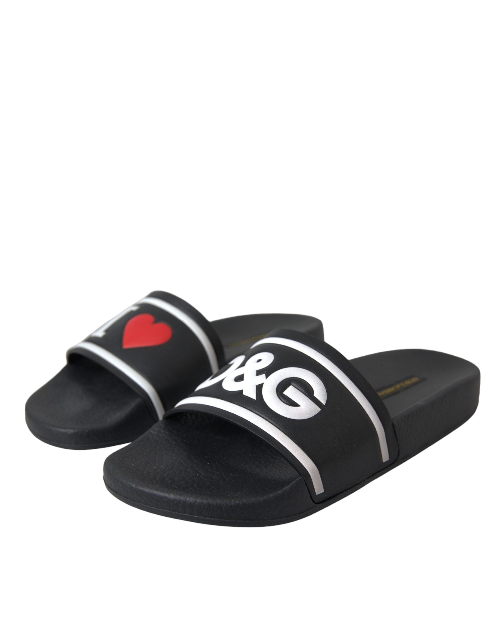 Dolce & Gabbana Μαύρα Δερμάτινα Παπούτσια I Love D&G Sandals Slides