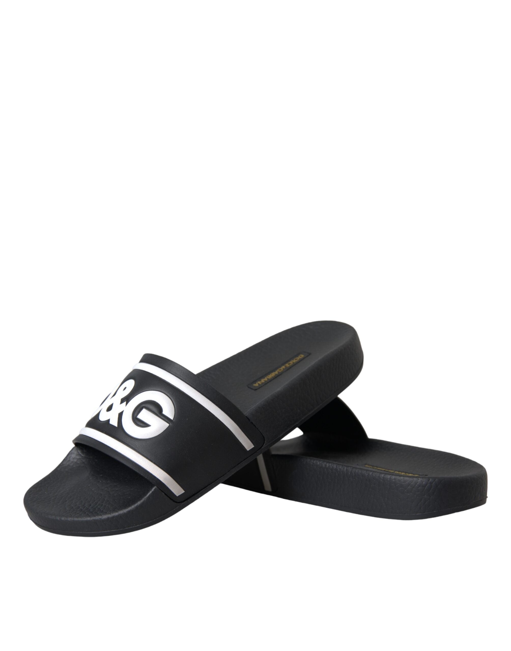 Dolce & Gabbana Μαύρα Δερμάτινα Παπούτσια I Love D&G Sandals Slides