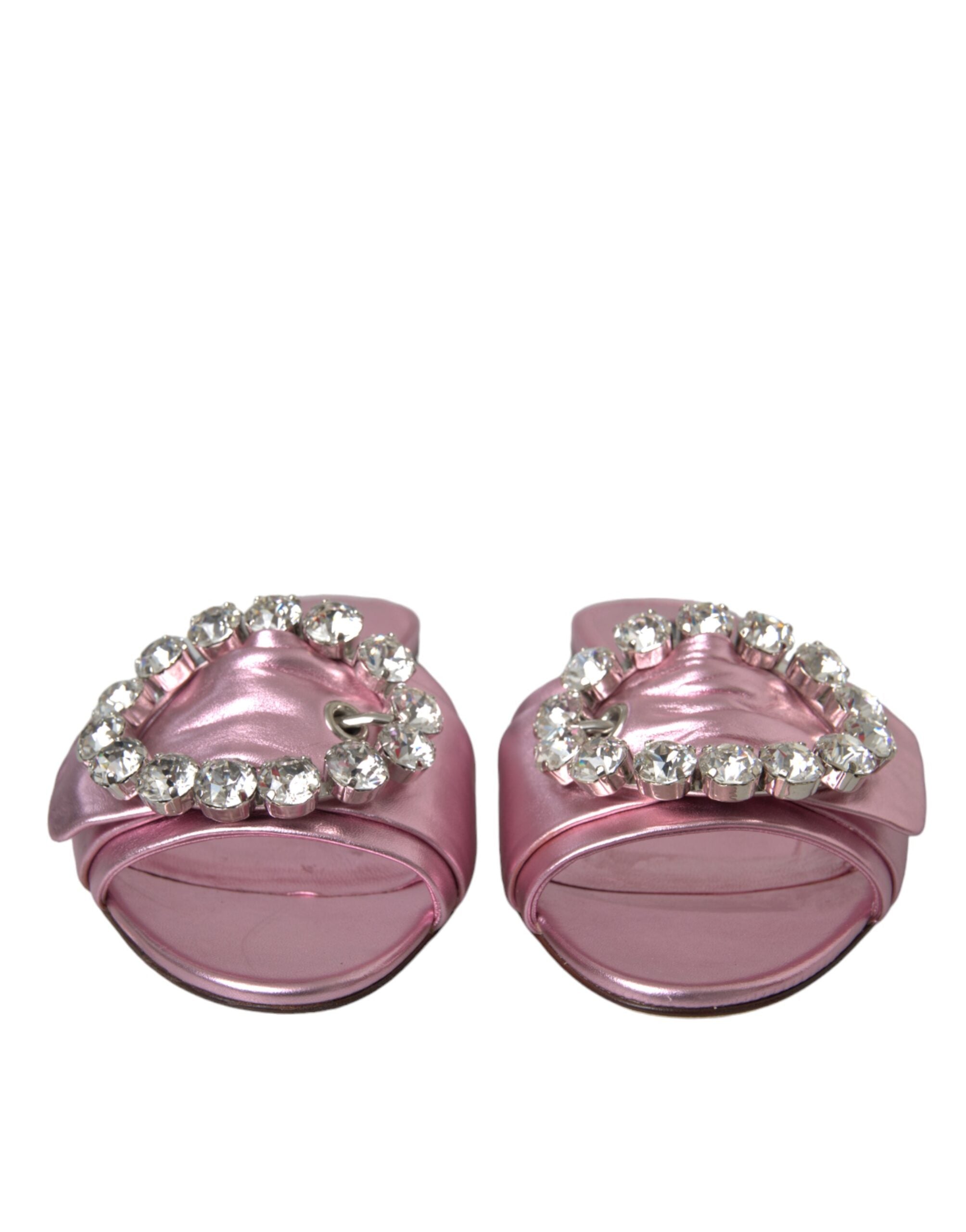 Παπούτσια Dolce & Gabbana Pink Crystal Leather Flats σανδάλια