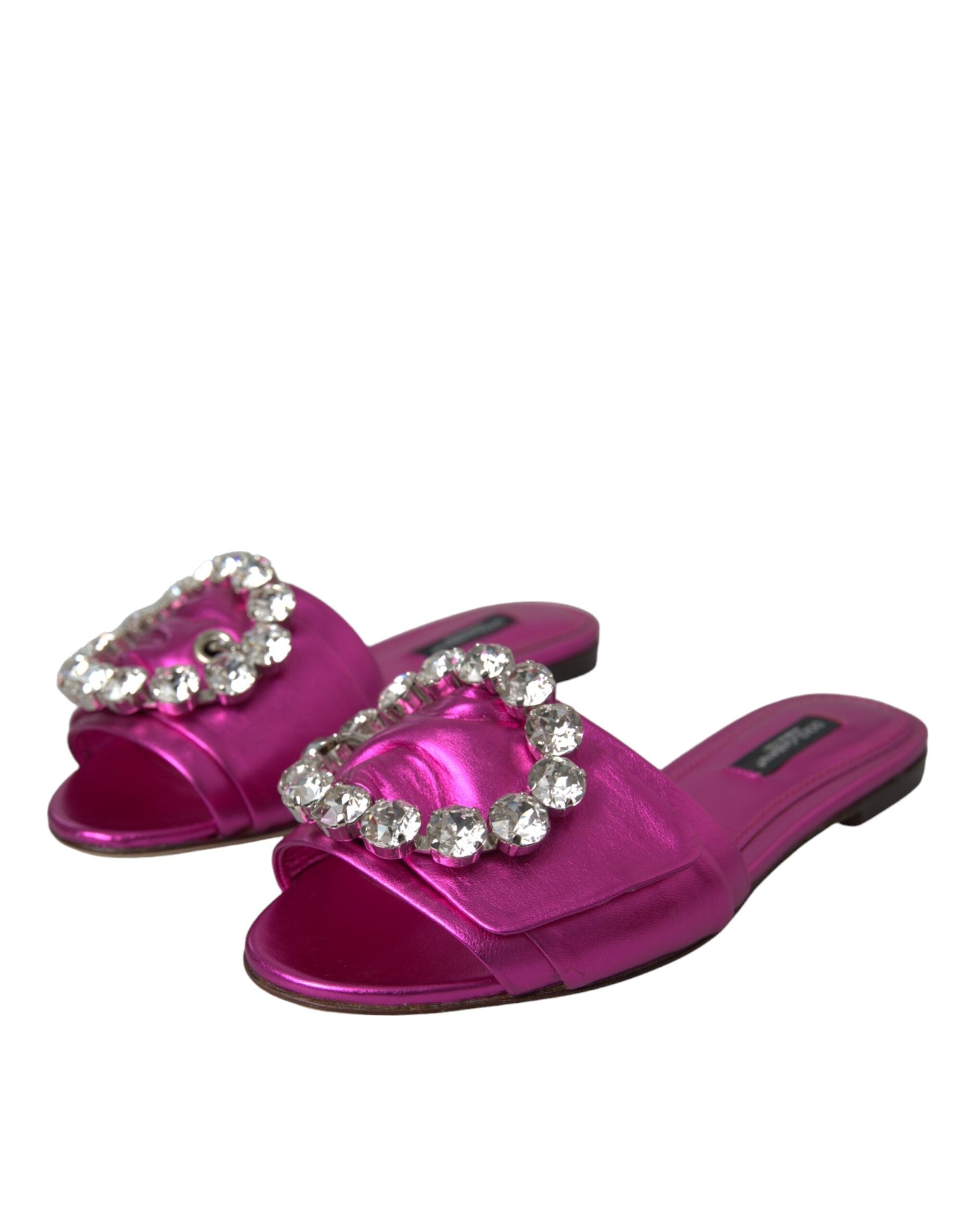 Παπούτσια Dolce & Gabbana Fuchsia Crystal Leather Flats σανδάλια