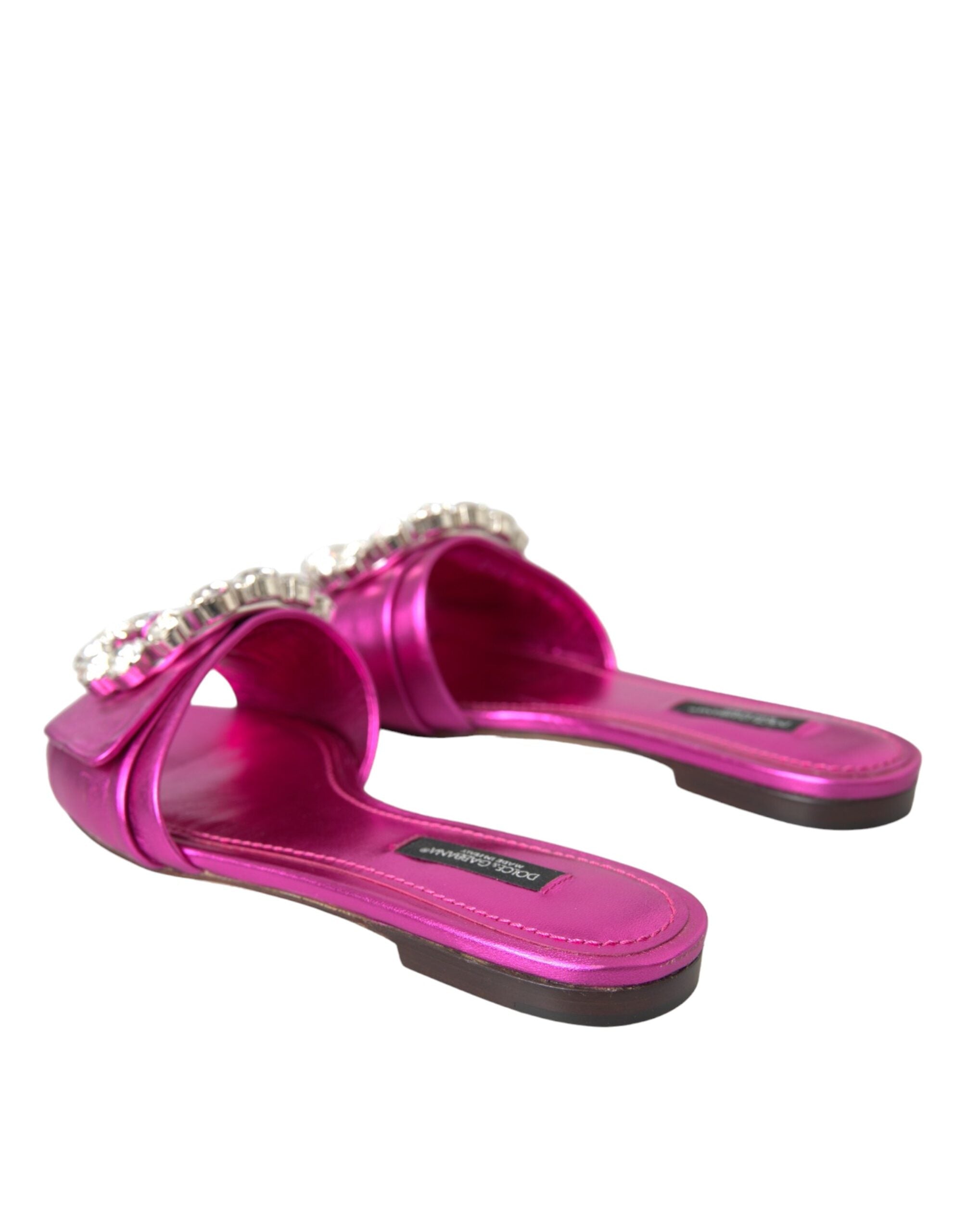 Παπούτσια Dolce & Gabbana Fuchsia Crystal Leather Flats σανδάλια