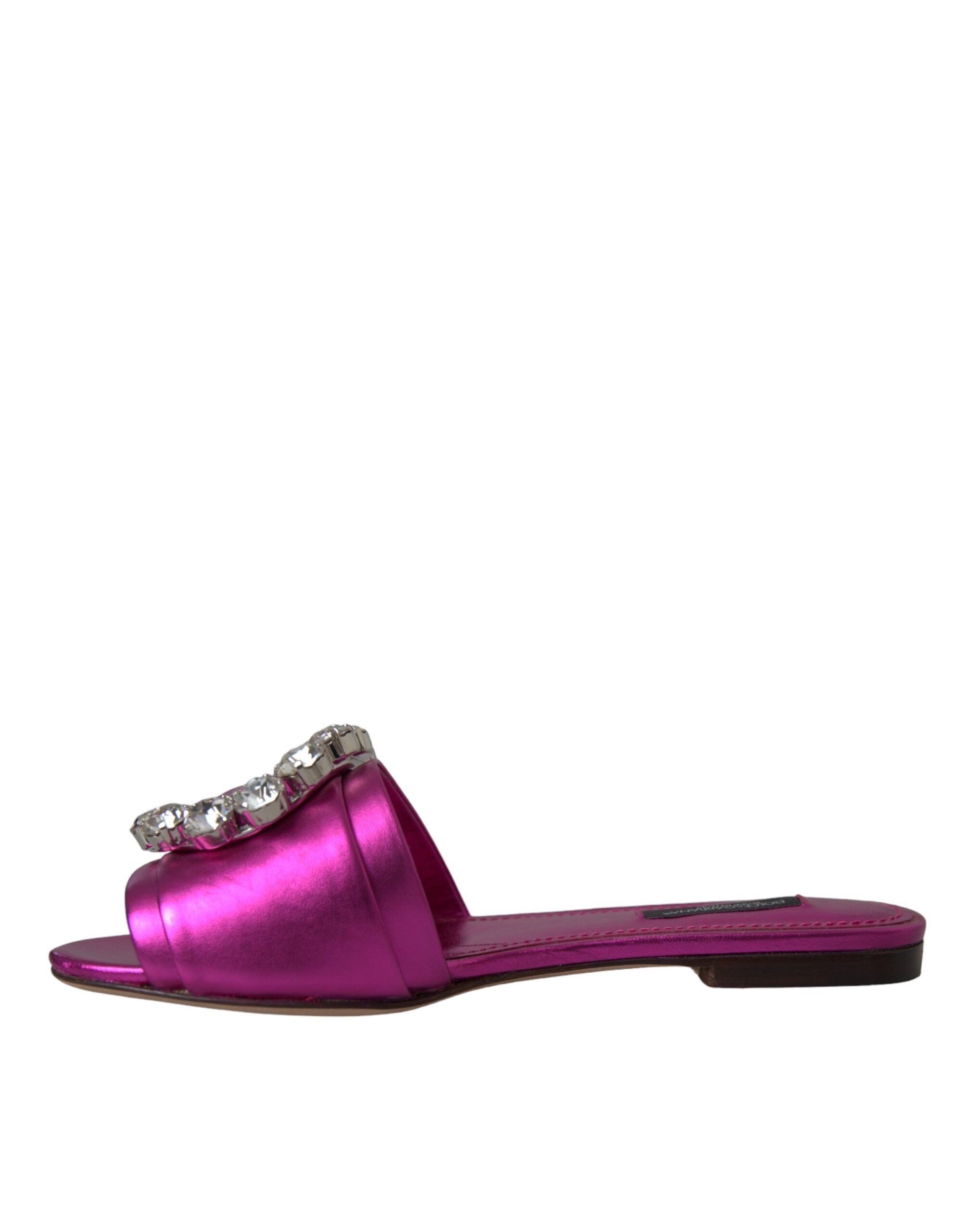 Παπούτσια Dolce & Gabbana Fuchsia Crystal Leather Flats σανδάλια