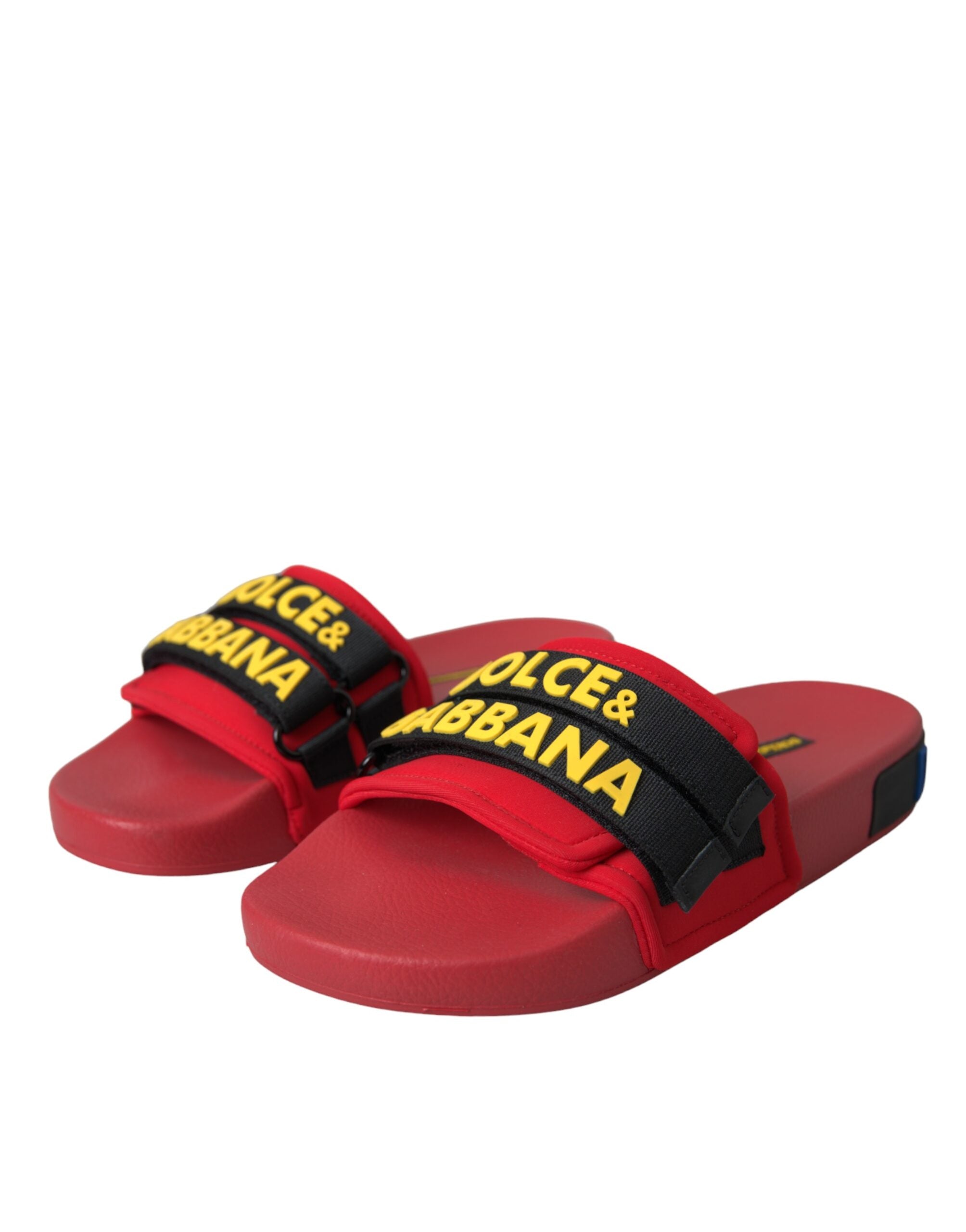 Dolce & Gabbana κόκκινο μαύρο λογότυπο Beachwear Flats σανδάλια Παπούτσια