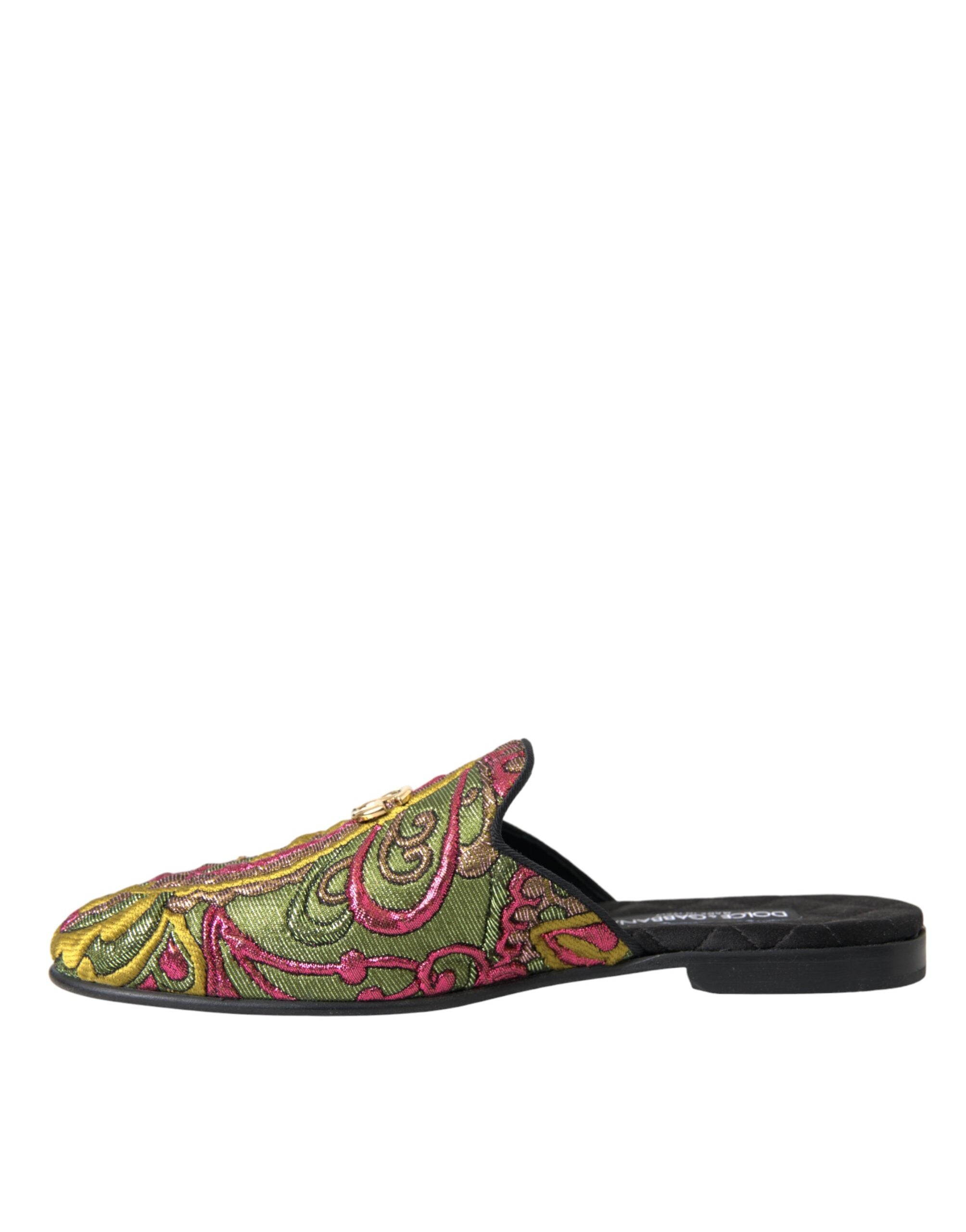 Dolce & Gabbana Πολύχρωμα μπροκάρ DG Logo Mule Flat σανδάλια Παπούτσια