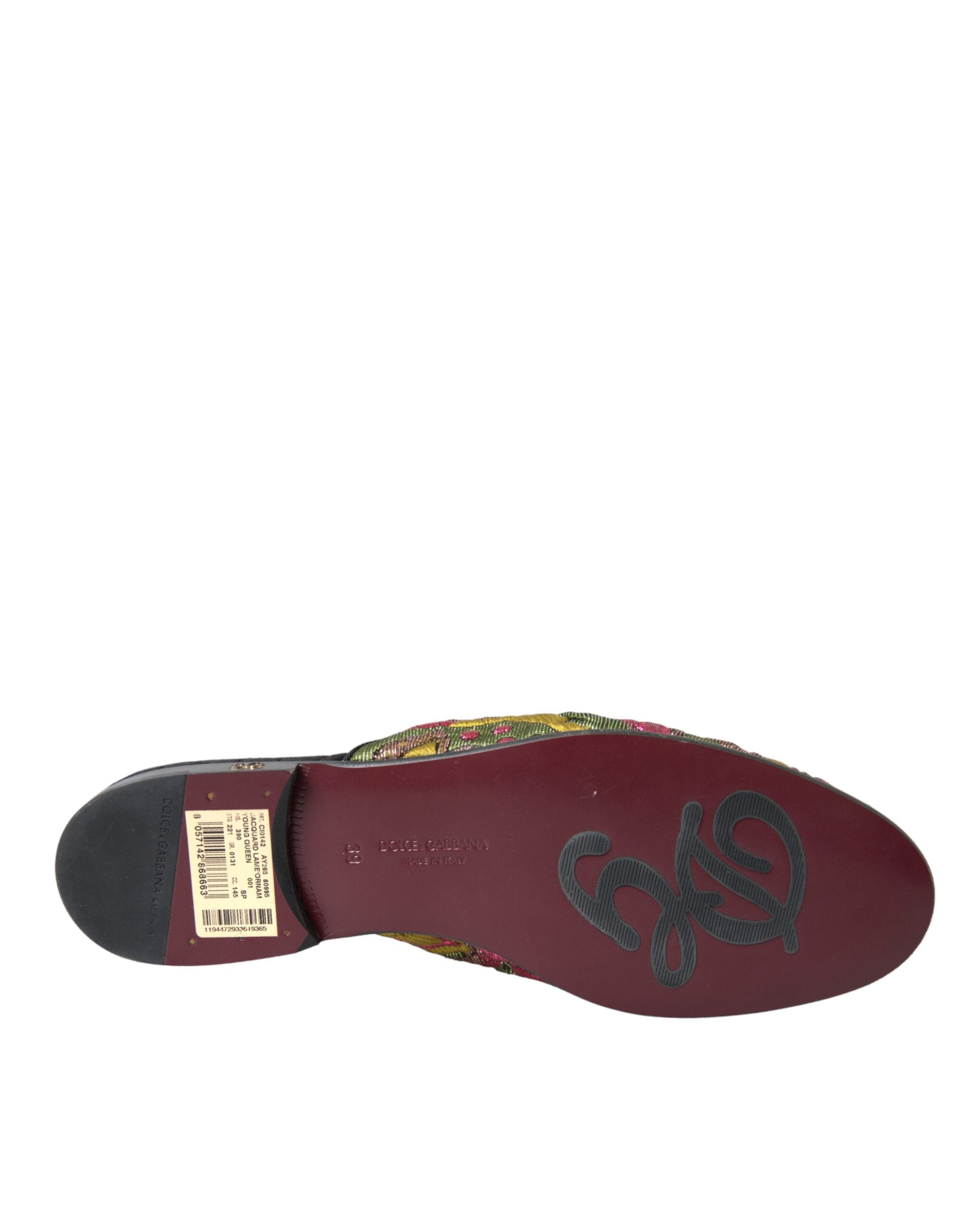 Dolce & Gabbana Πολύχρωμα μπροκάρ DG Logo Mule Flat σανδάλια Παπούτσια