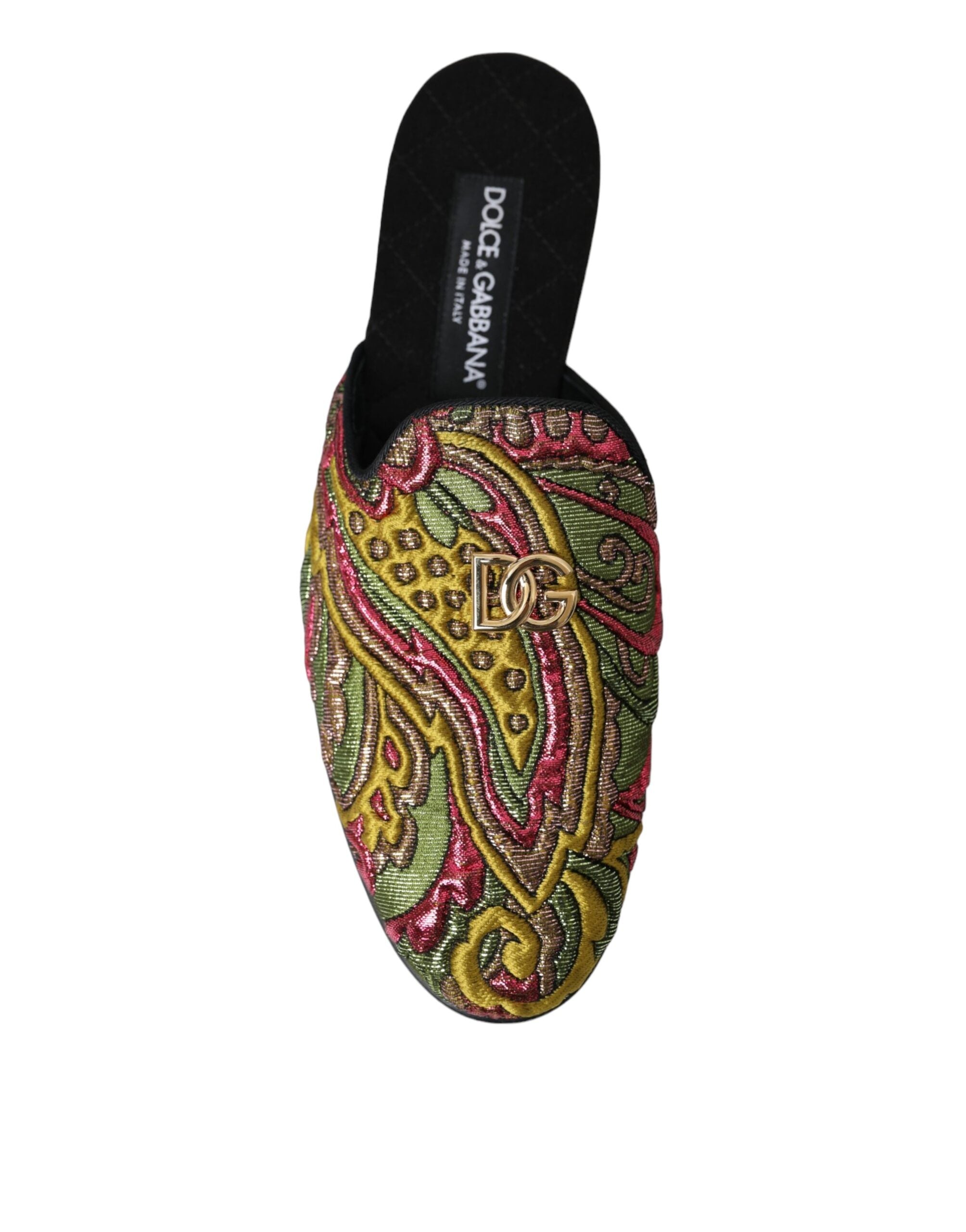 Dolce & Gabbana Πολύχρωμα μπροκάρ DG Logo Mule Flat σανδάλια Παπούτσια