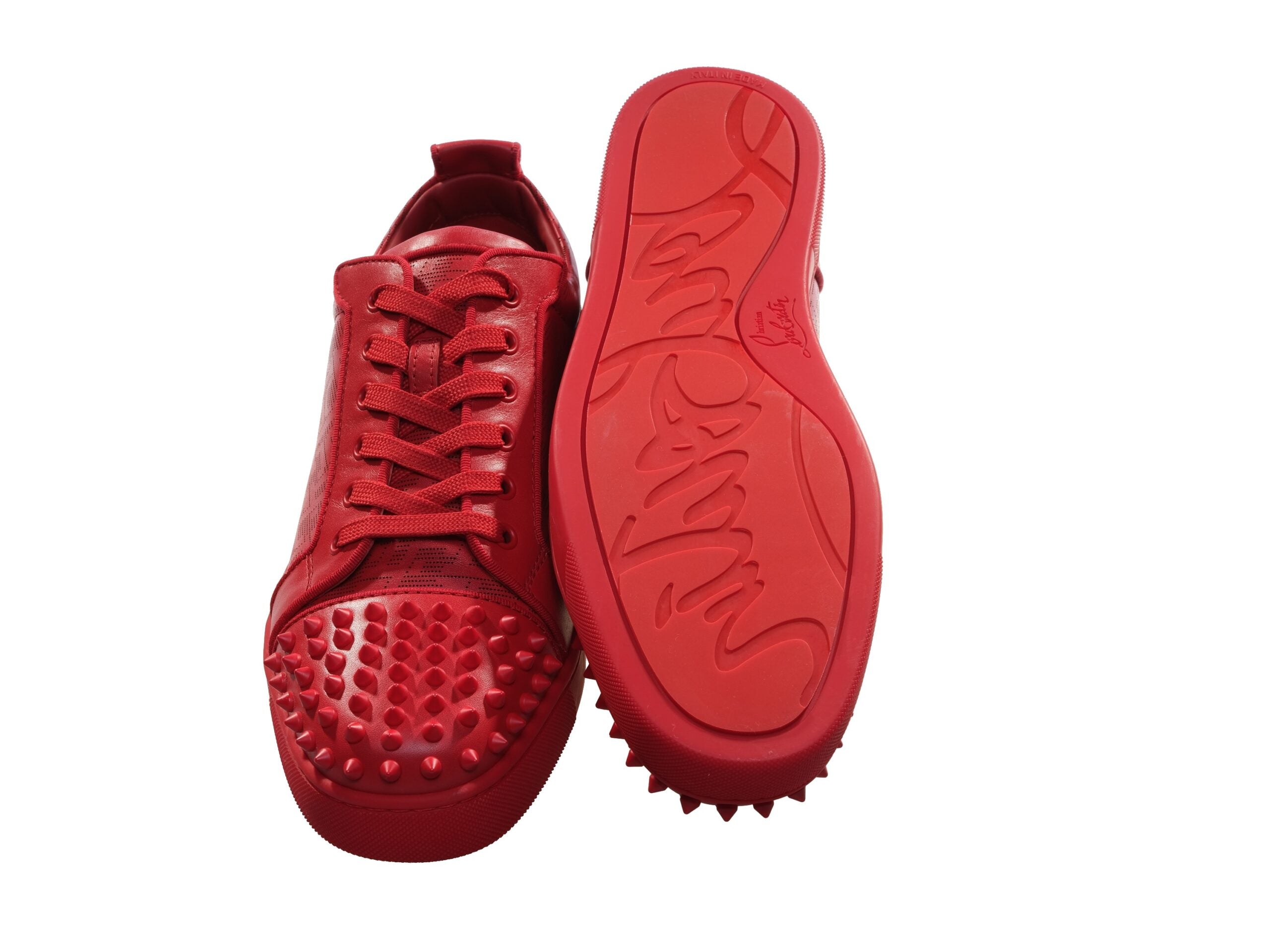 Δερμάτινα αθλητικά παπούτσια Christian Louboutin Louis Junior Spikes Orlato Red