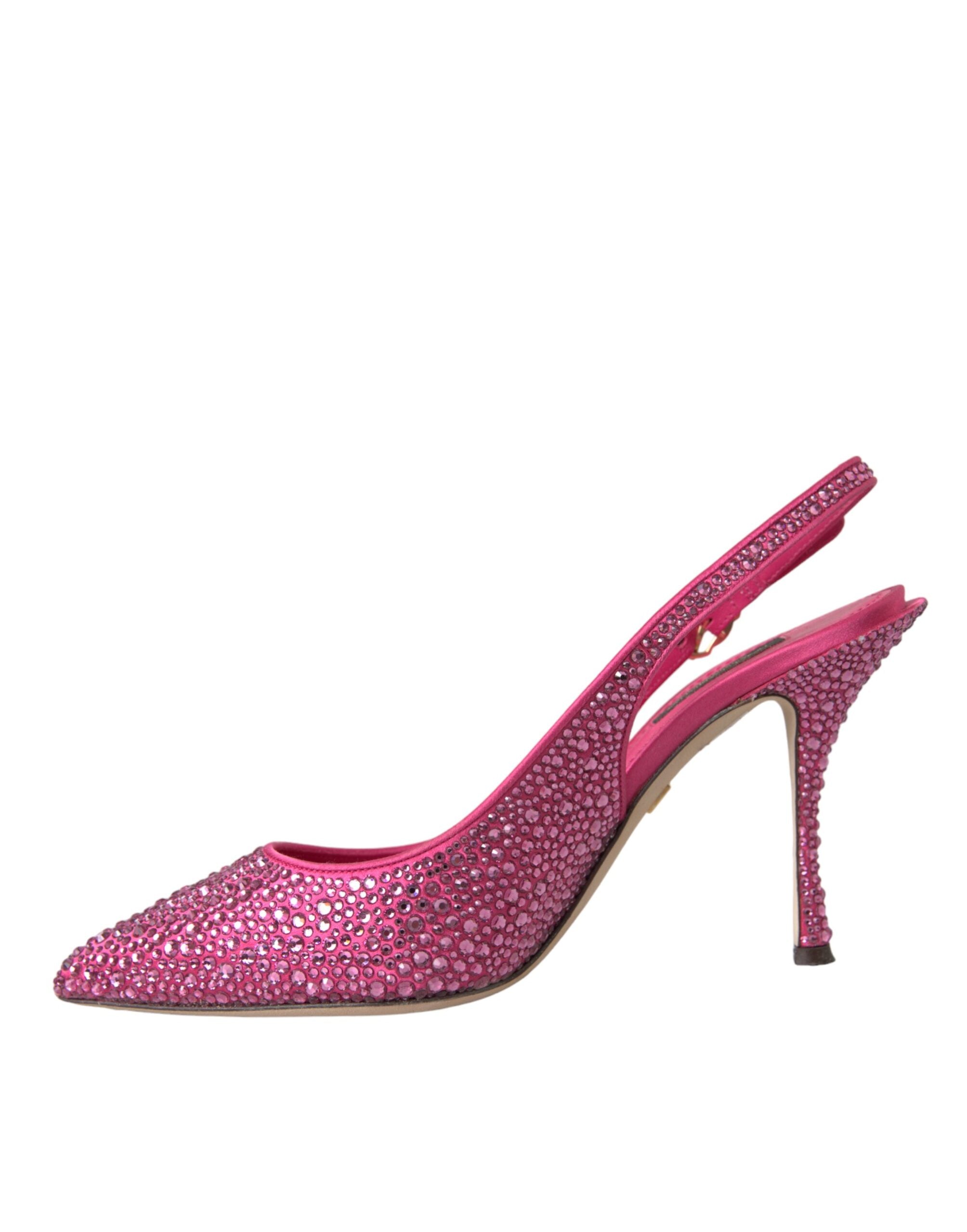 Dolce & Gabbana Pink Strass Crystal Heels Slingbacks Παπούτσια