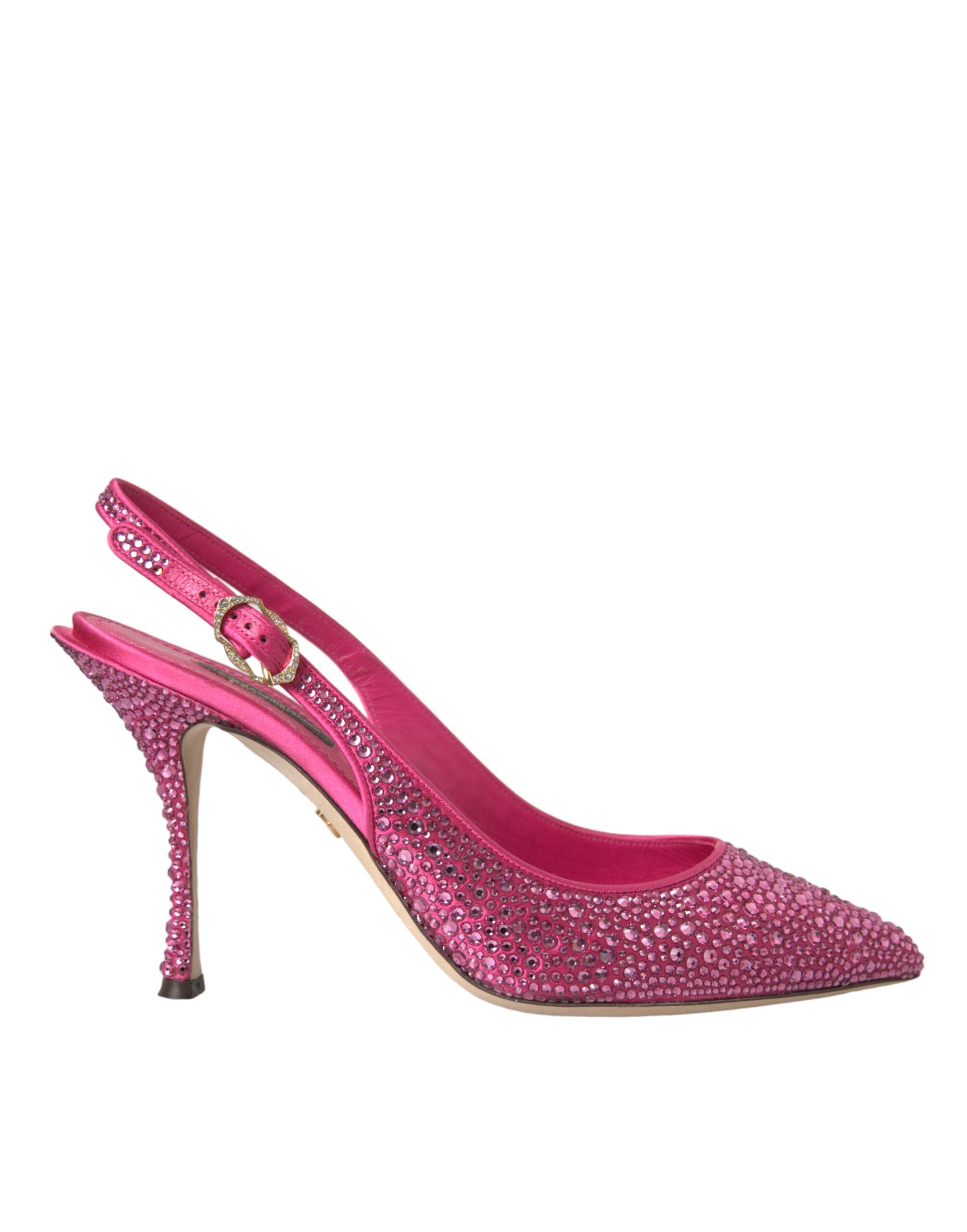 Dolce & Gabbana Pink Strass Crystal Heels Slingbacks Παπούτσια