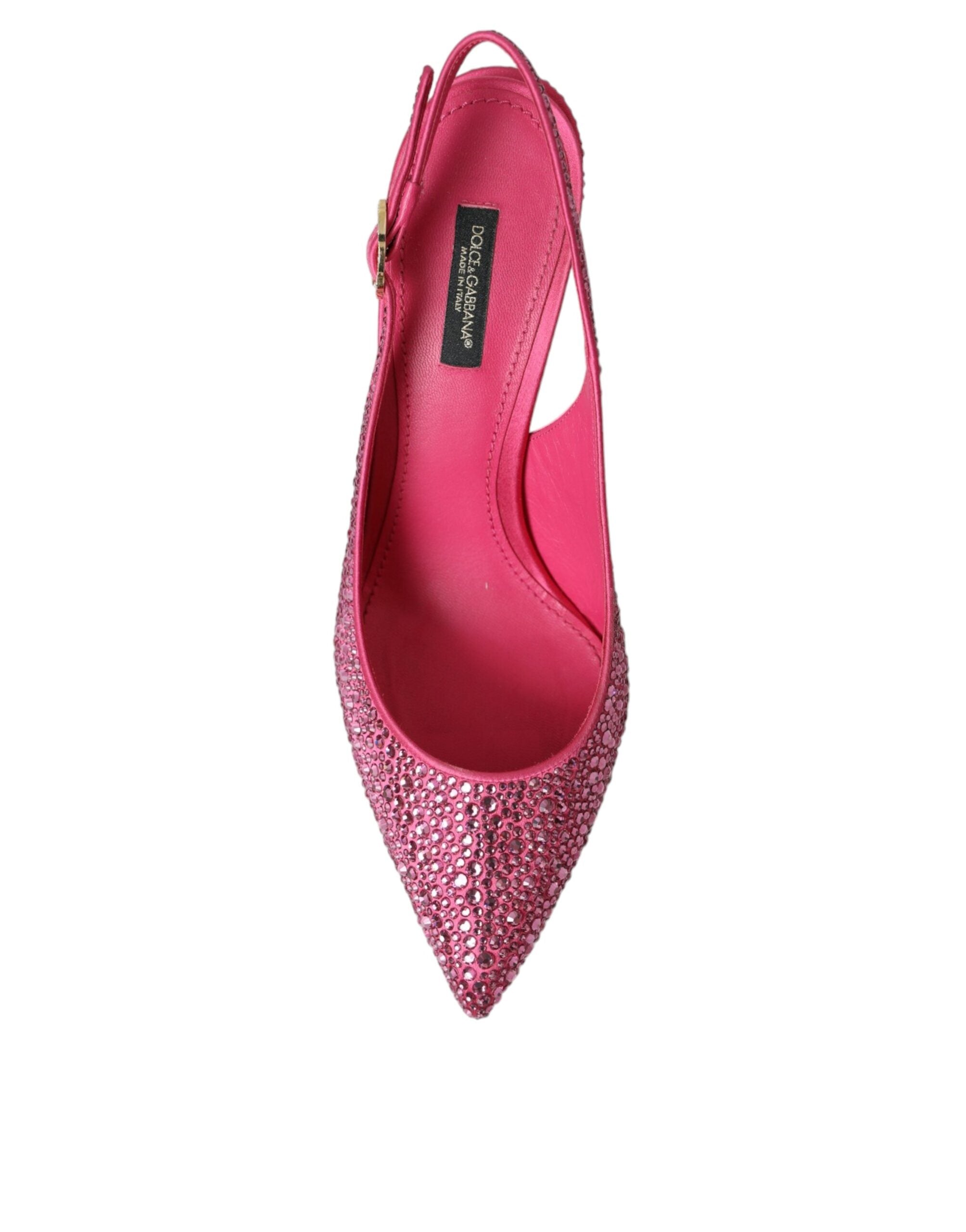 Dolce & Gabbana Pink Strass Crystal Heels Slingbacks Παπούτσια