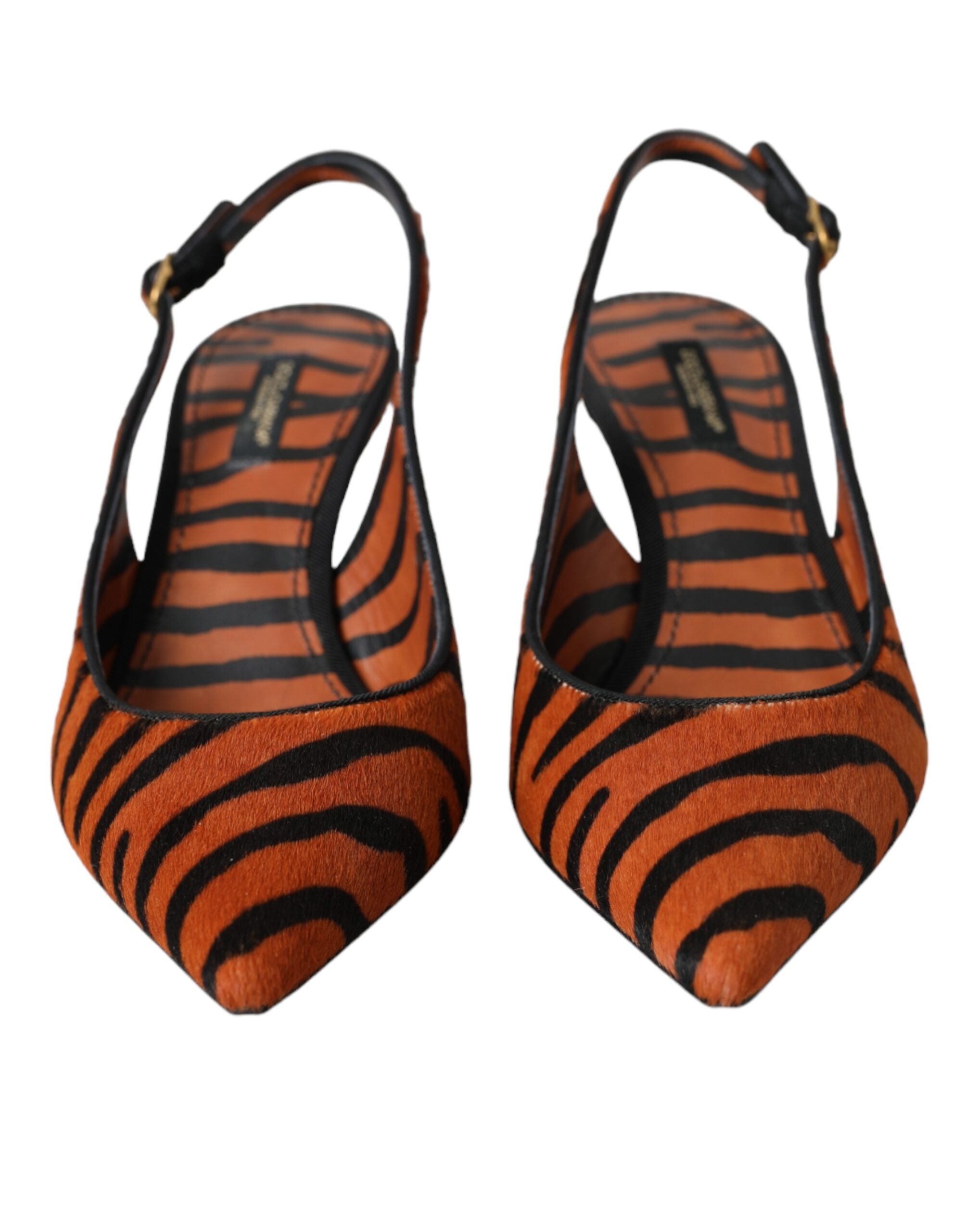 Παπούτσια Dolce & Gabbana Black Orange Zebra Leather Slingbacks