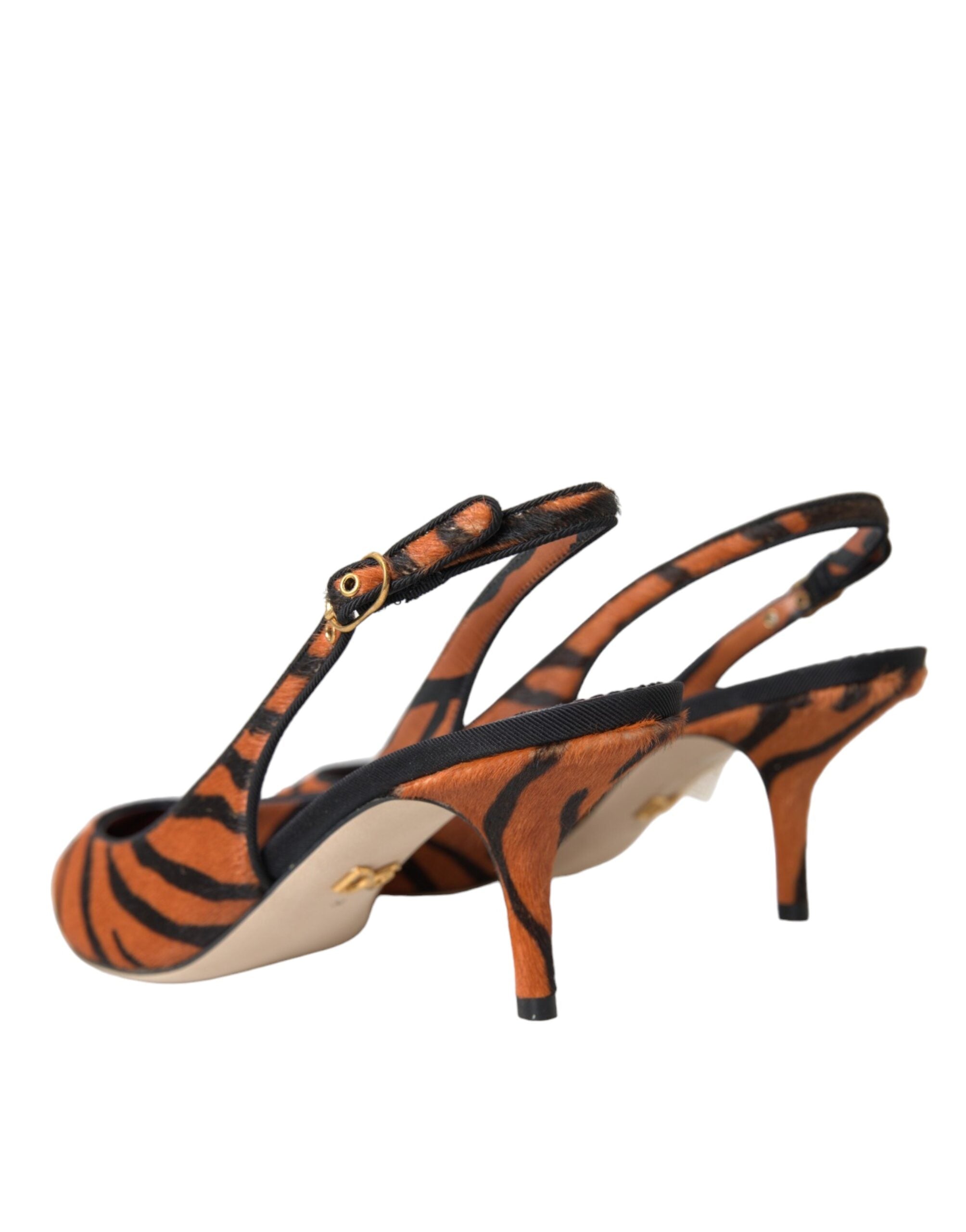 Παπούτσια Dolce & Gabbana Black Orange Zebra Leather Slingbacks